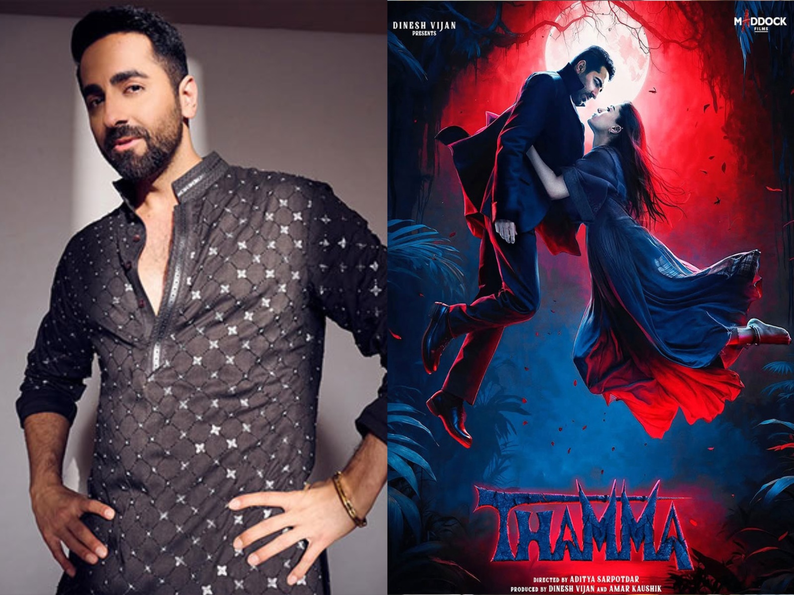 Ayushmann Khurrana (Photo/instagram/@ayushmannk),Thamma poster (Photo : Instagram/@maddockfilms)