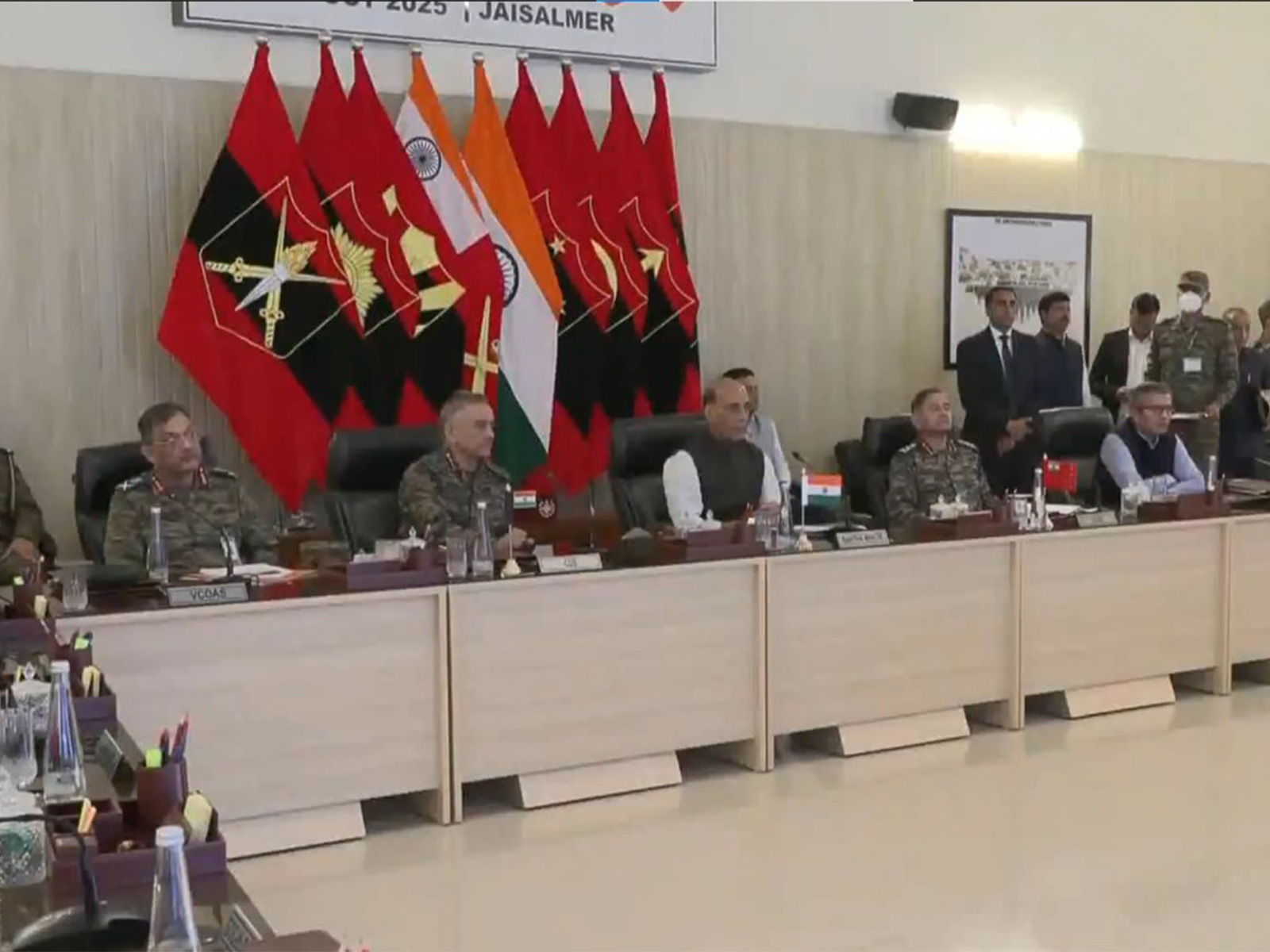 Rajnath Singh, CDS General Anil Chauhan attend Army Commanders Conference in Jaisalmer (Photo: ANI)