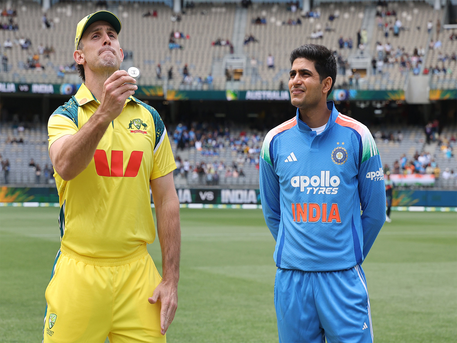 Australia skipper Mitchell Marsh and India captain Shubman Gill (Photo: @BCCI/X)