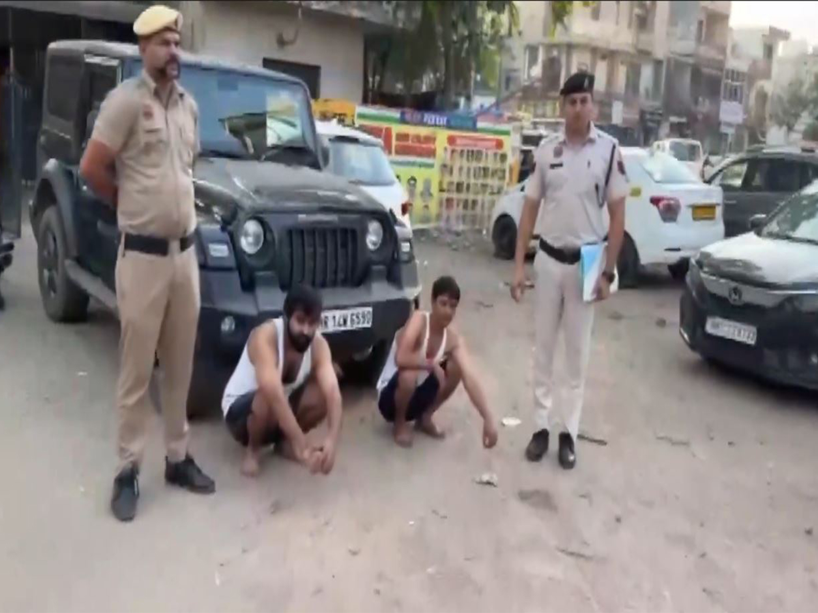 Two arrested in Gurugram for public urination from moving car (Photo: Police Media Cell)