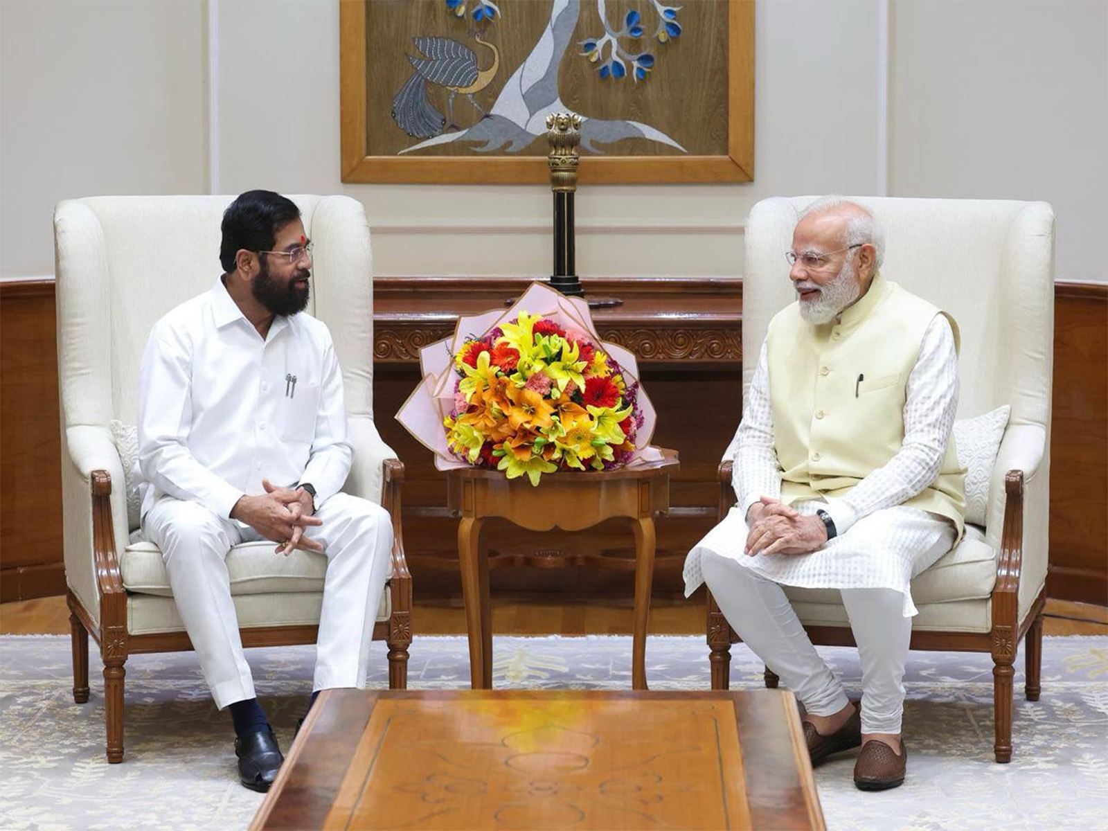 Maharashtra DyCM Eknath Shinde meets PM Modi (Photo: @mieknathshinde/X)