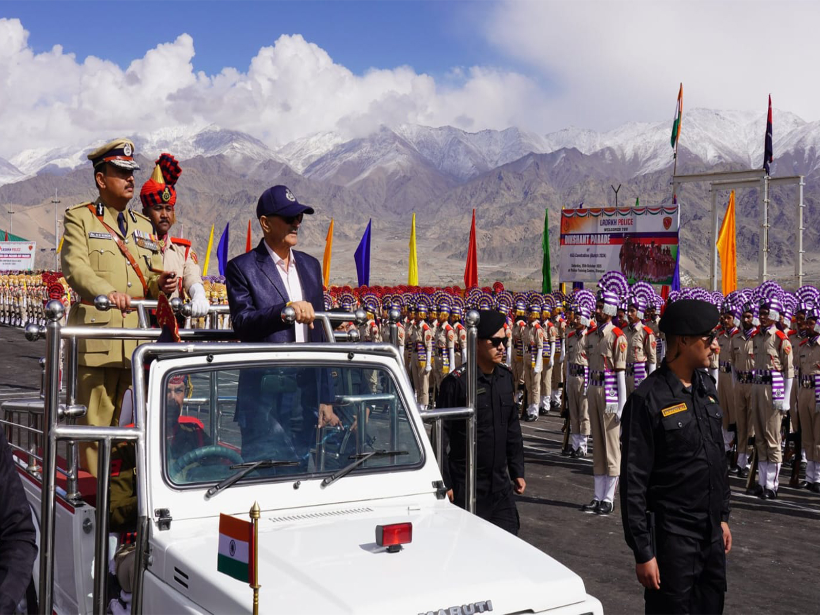 Ladakh Lieutenant Governor Kavinder Gupta at first-ever Passing Out Parade of Ladakh Police (Photo/ANI)