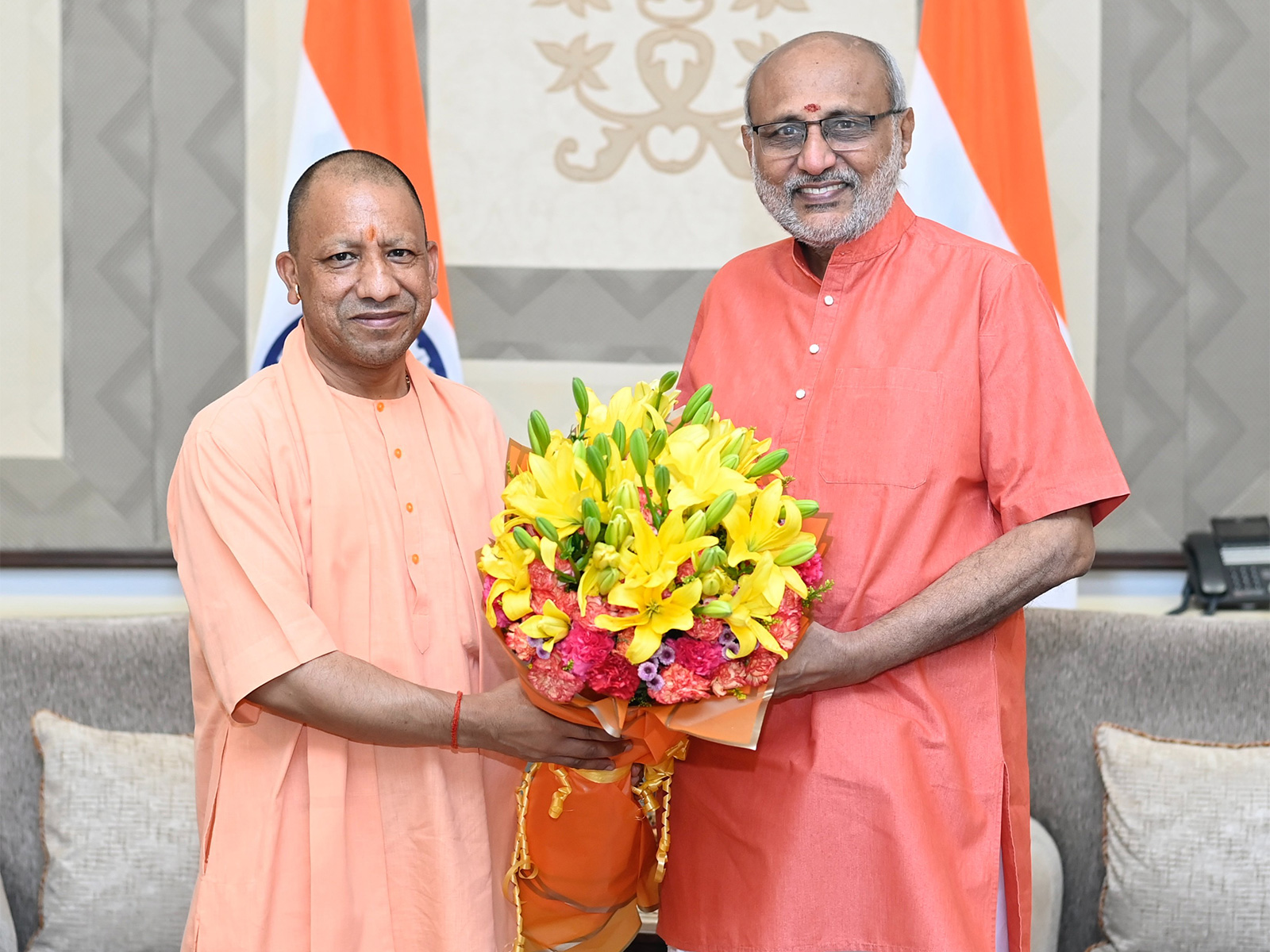 UP CM Yogi Adityanath meets with VP Radhakrishnan in New Delhi (Photo/@VPIndia)
