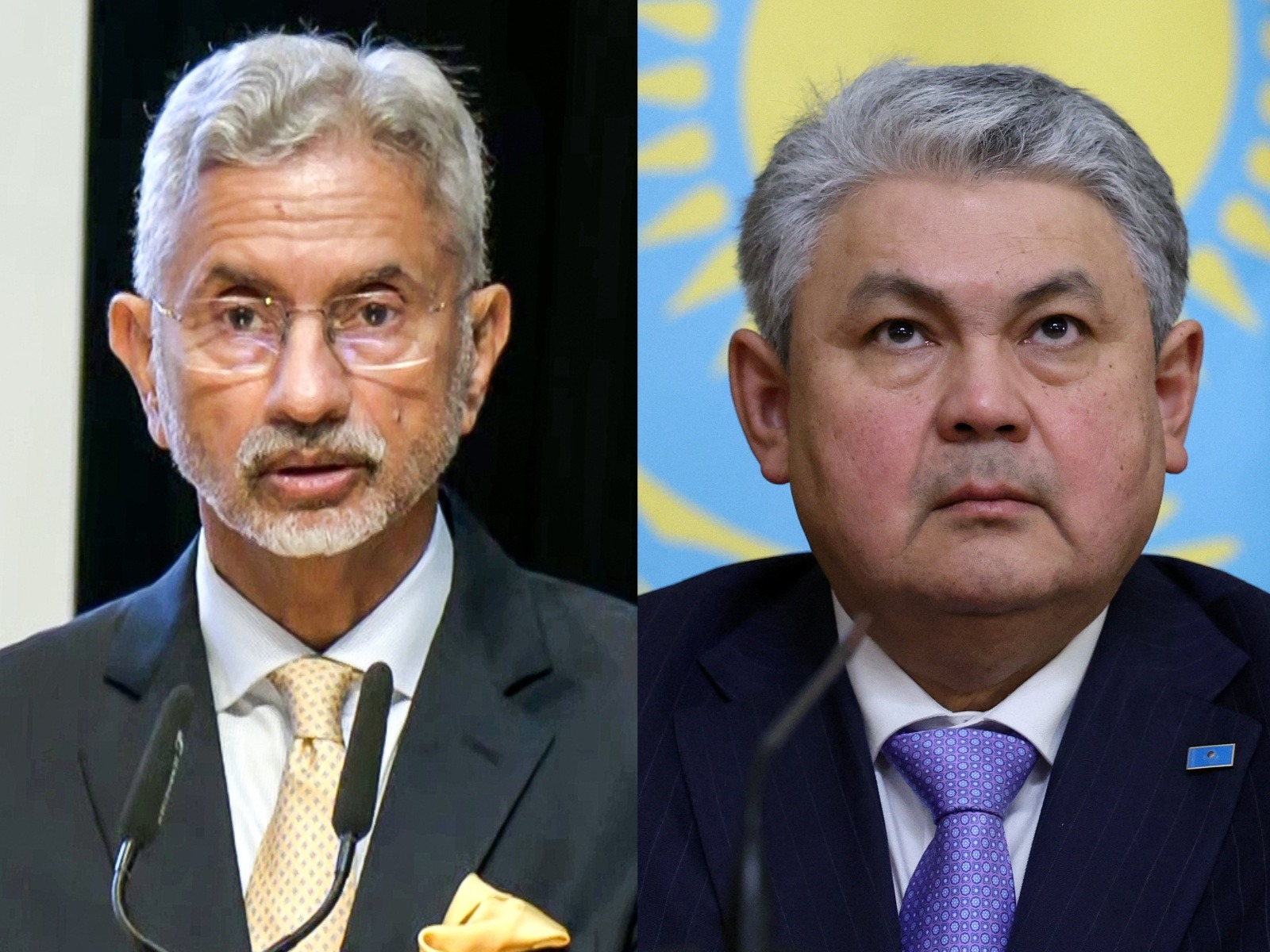 External Affairs Minister S Jaishankar and Kazakhstan FM Yermek Kosherbayev (Photo: ANI/Reuters)