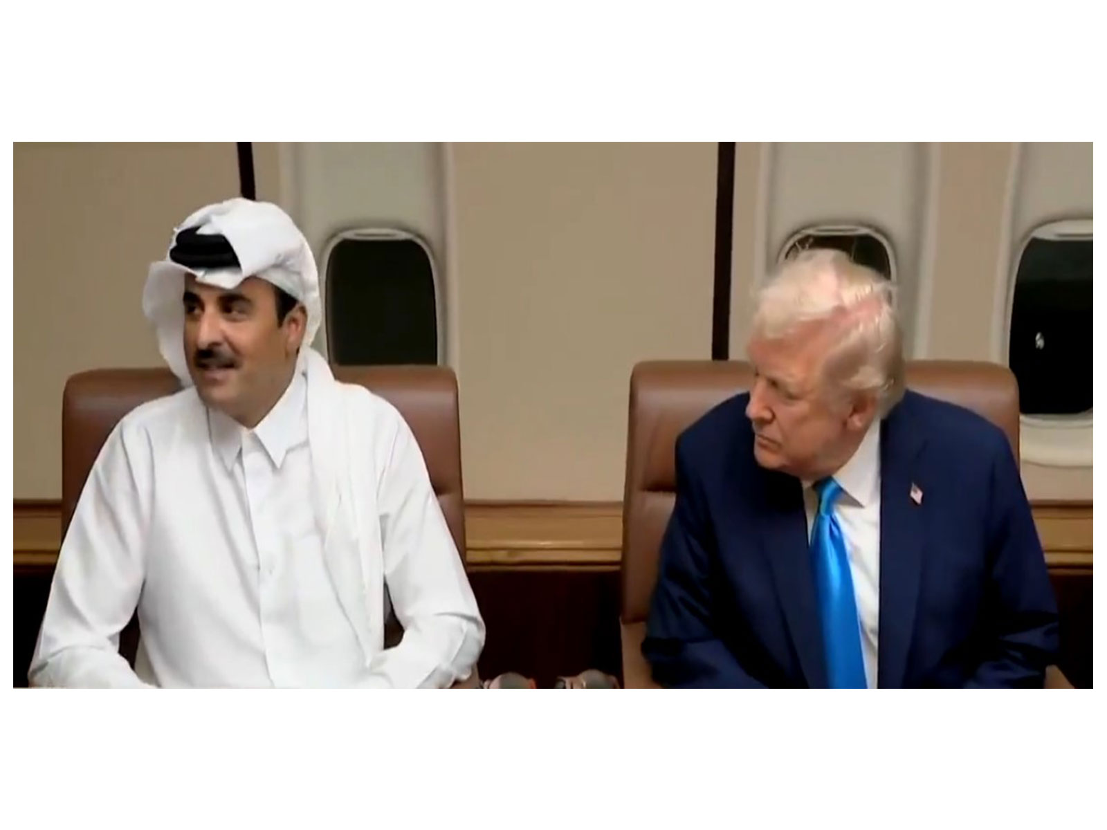 Emir of Qatar Tamim bin Hamad Al Thani (left) along with US President DOnald Trump (Photo/X@rapidresponse47)