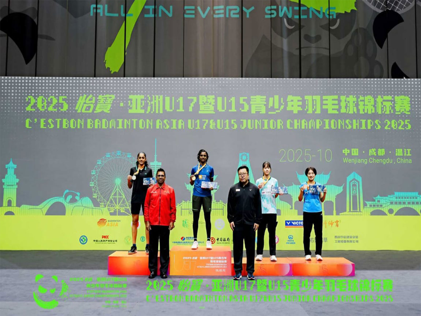 Winners of Badminton Asia Championships 2025 (Photo: Local Organising Committee (LOC) of C'ESTBON Badminton Asia U17 and U15 Junior Championships 2025)