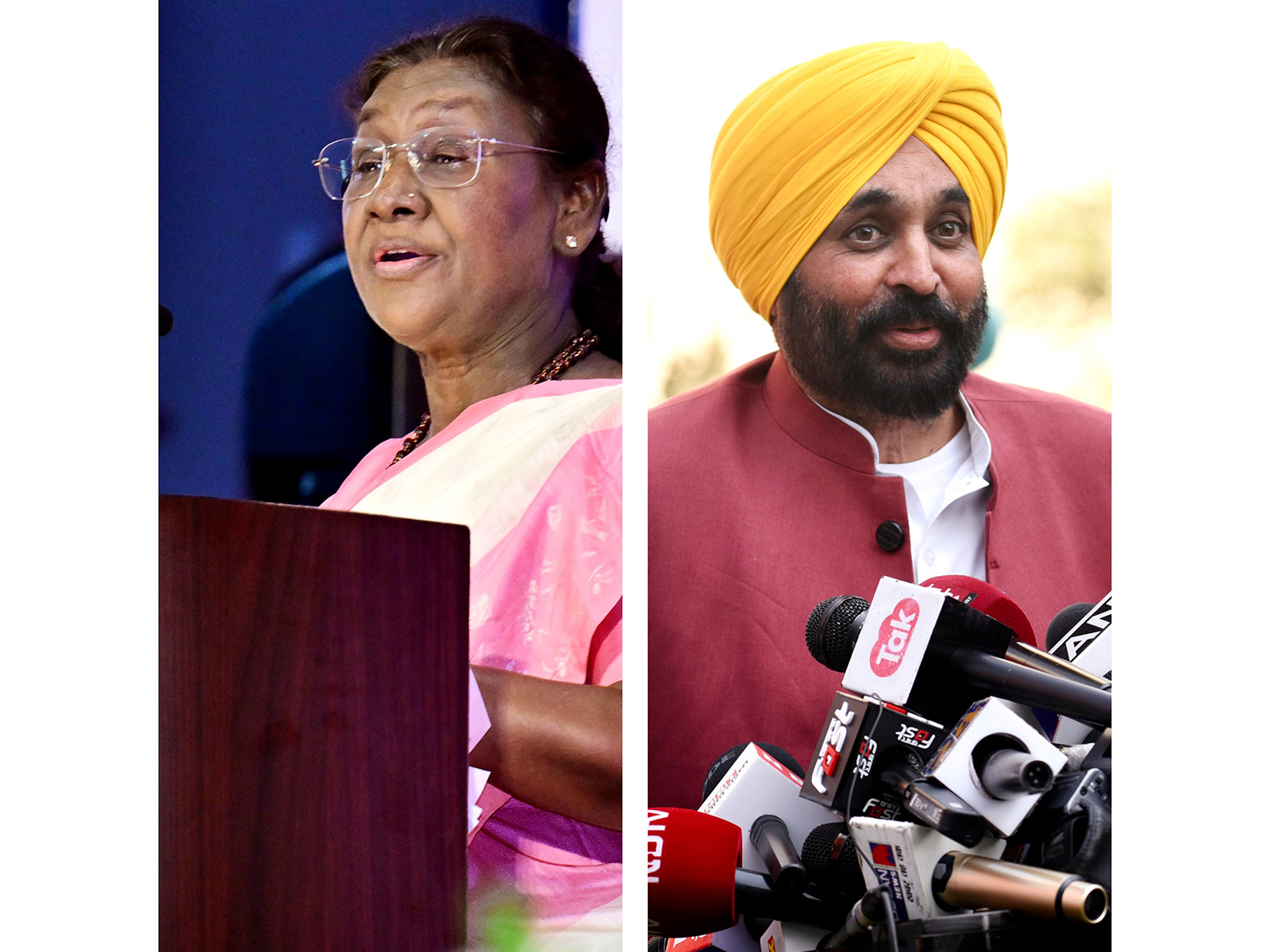 President Droupadi Murmu and Punjab Chief Minister Bhagwant Mann (File Photo/ANI)