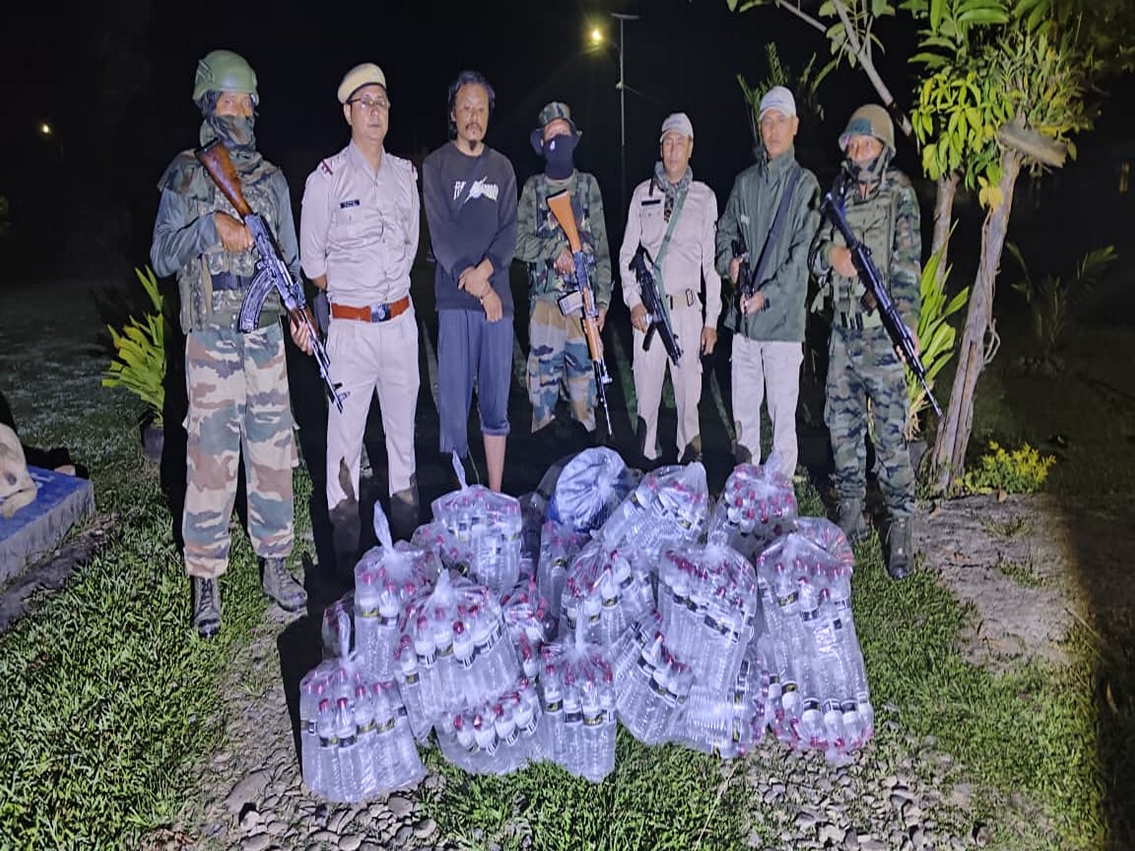 Indian Army, Assam Rifles arrests one individual with 500 litres of liquor (Photo/ANI)