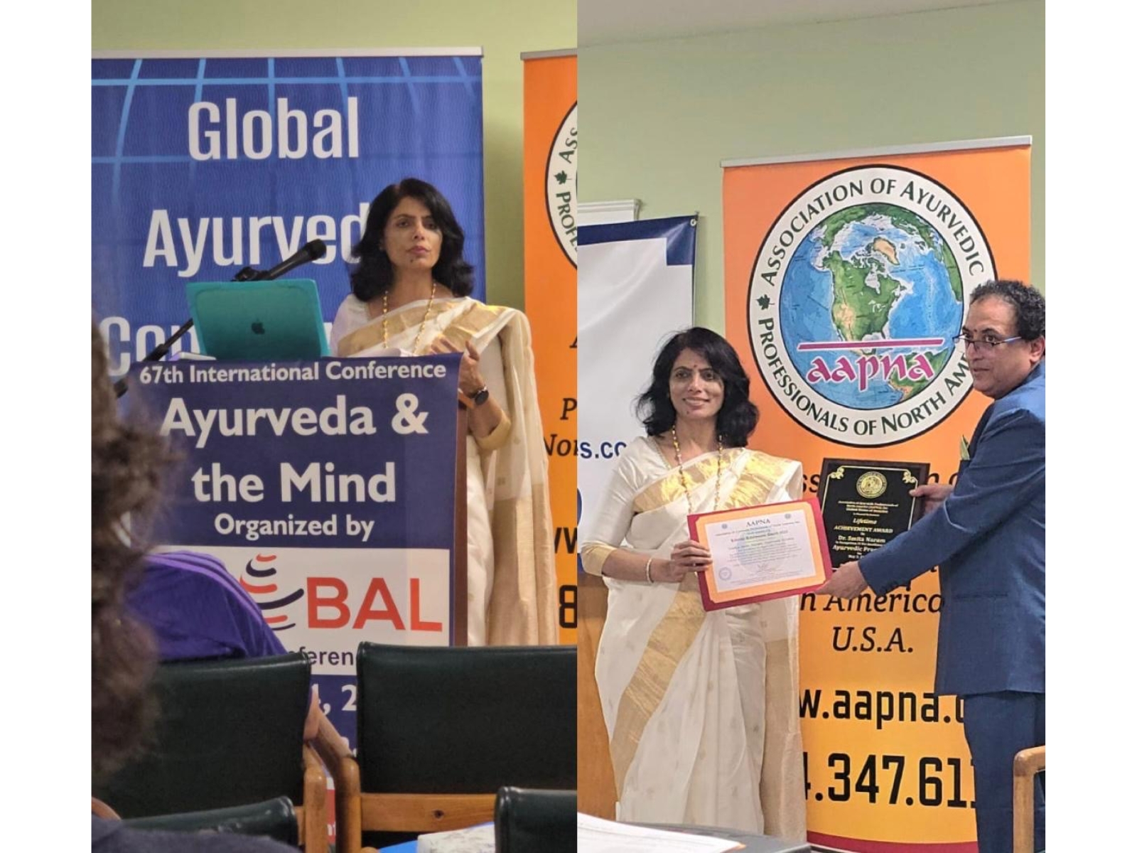 Vaidya Smita Naram Honoured with Lifetime Achievement Award at Global Ayurveda Conference in the USA Vaidya Smita Naram Honoured with Lifetime Achievement Award at Global Ayurveda Conference in the USA