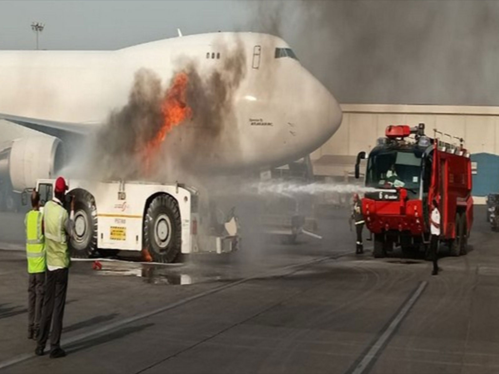 An Airport Rescue and Fire Fighting (ARFF) service vehicle during dousing operations in 2022. (File Photo/ANI)