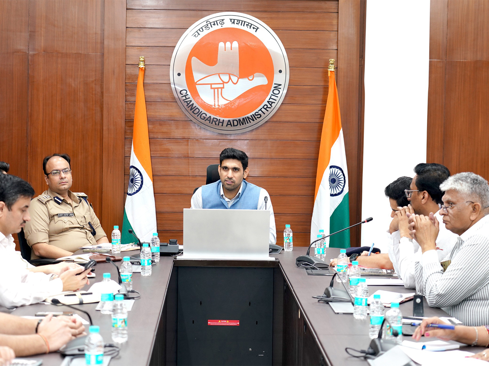 DC Nishant Kumar Yadav reviews road safety works in Chandigarh. (Photo/Chandigarh Administration)