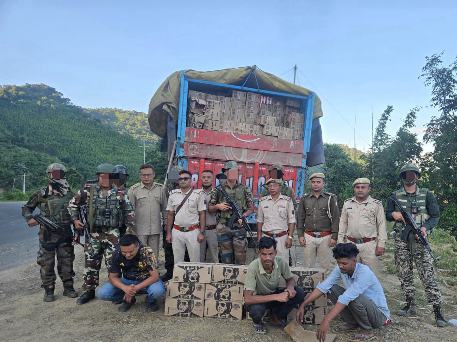 Assam Rifles seizes illegal liquor worth ₹1.12 crores in Manipur's Tamenglong (Photo/ANI)