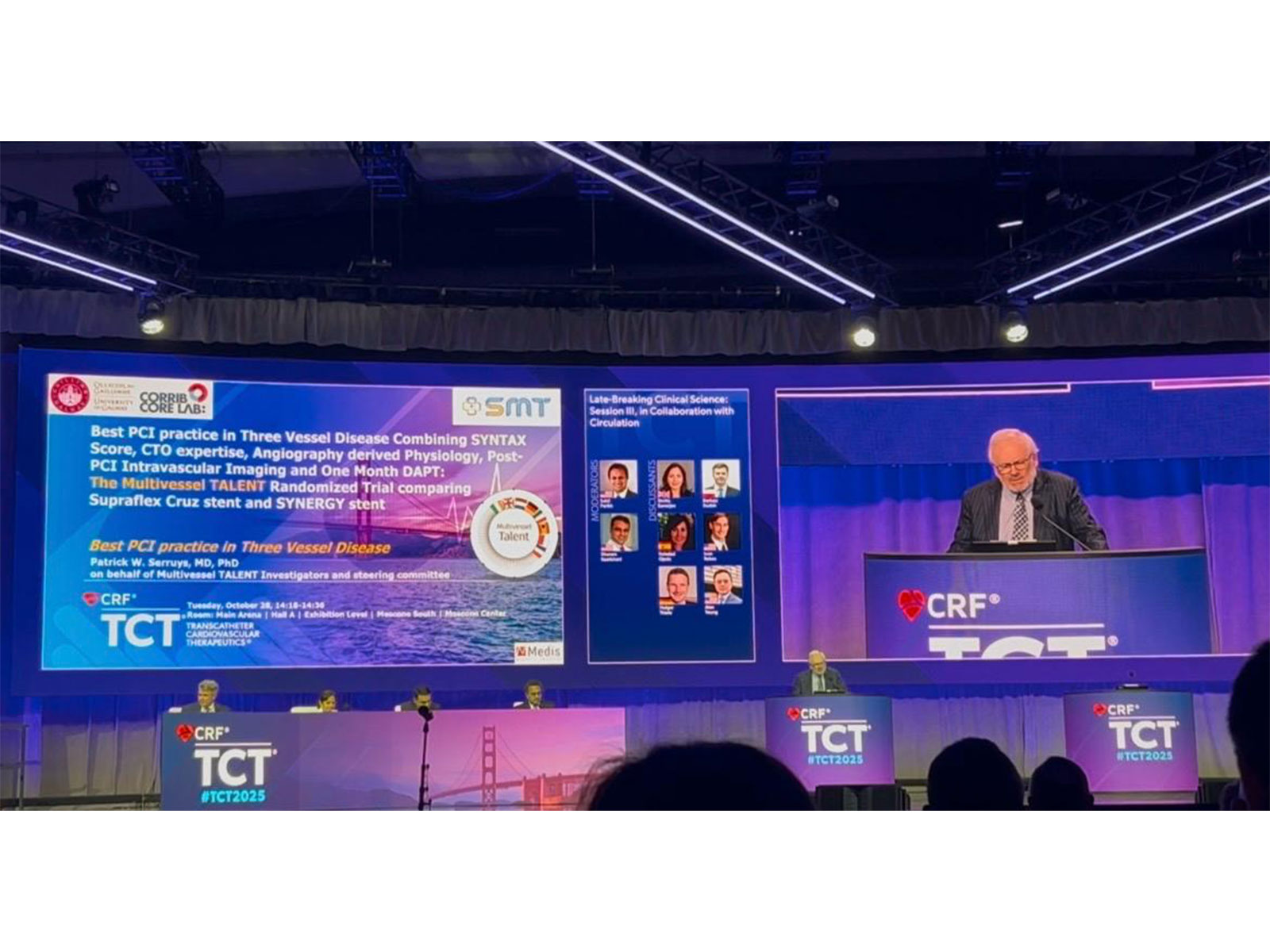 Prof. Patrick W. Serruys presenting the Multivessel TALENT Trial results at TCT 2025 in San Francisco