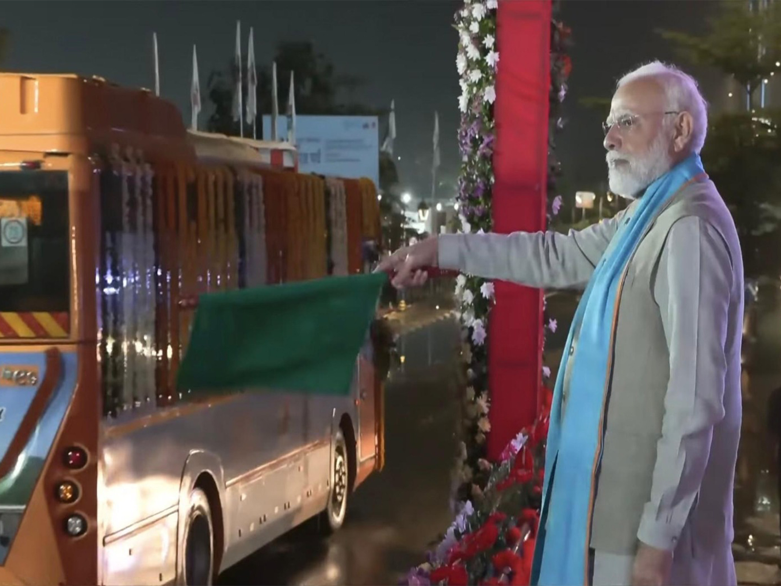PM Modi flags off e-buses in Kevadia. (Photo/CMO)