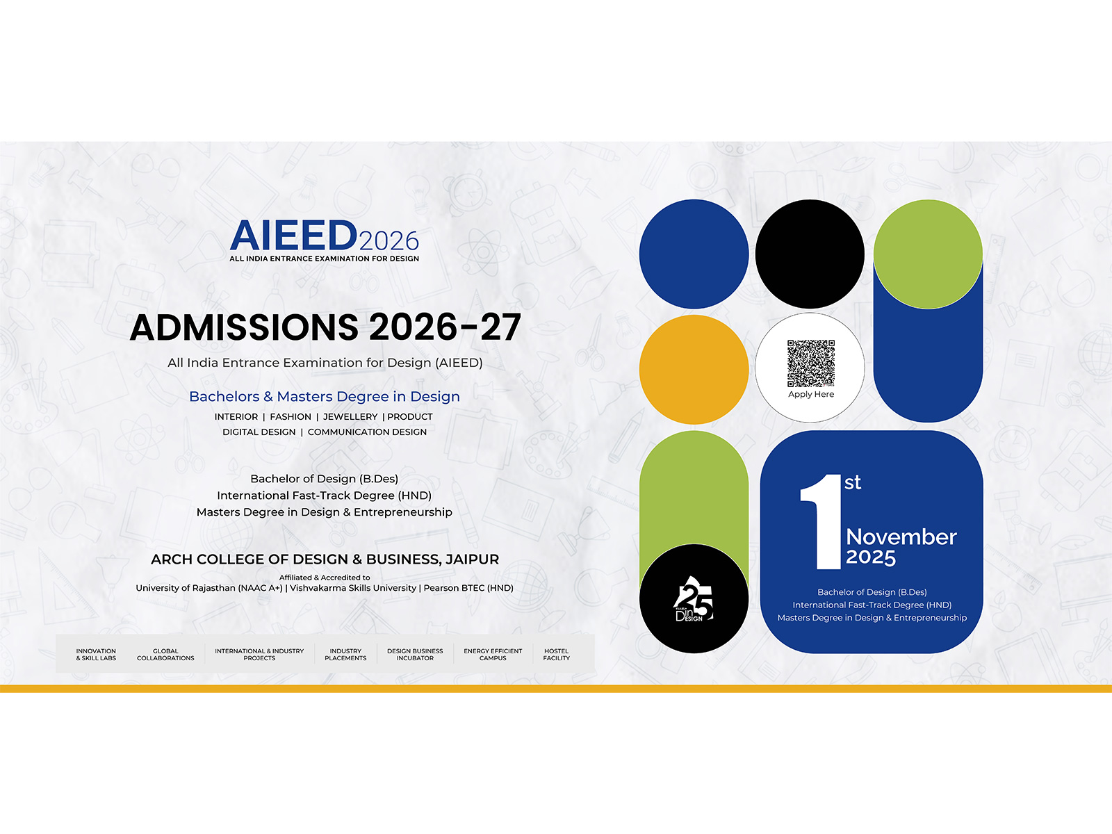 Admissions Open 2026 — Begin your journey in design at ARCH