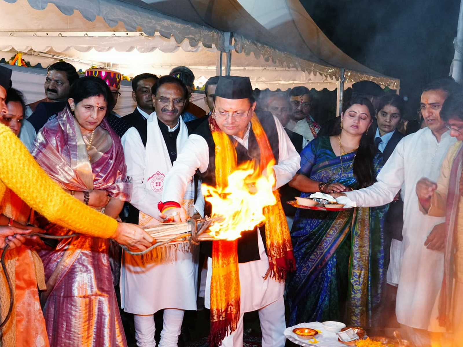 CM Pushkar Singh Dhami celebrates Budhi Diwali at his residence  (Photo/ANI)