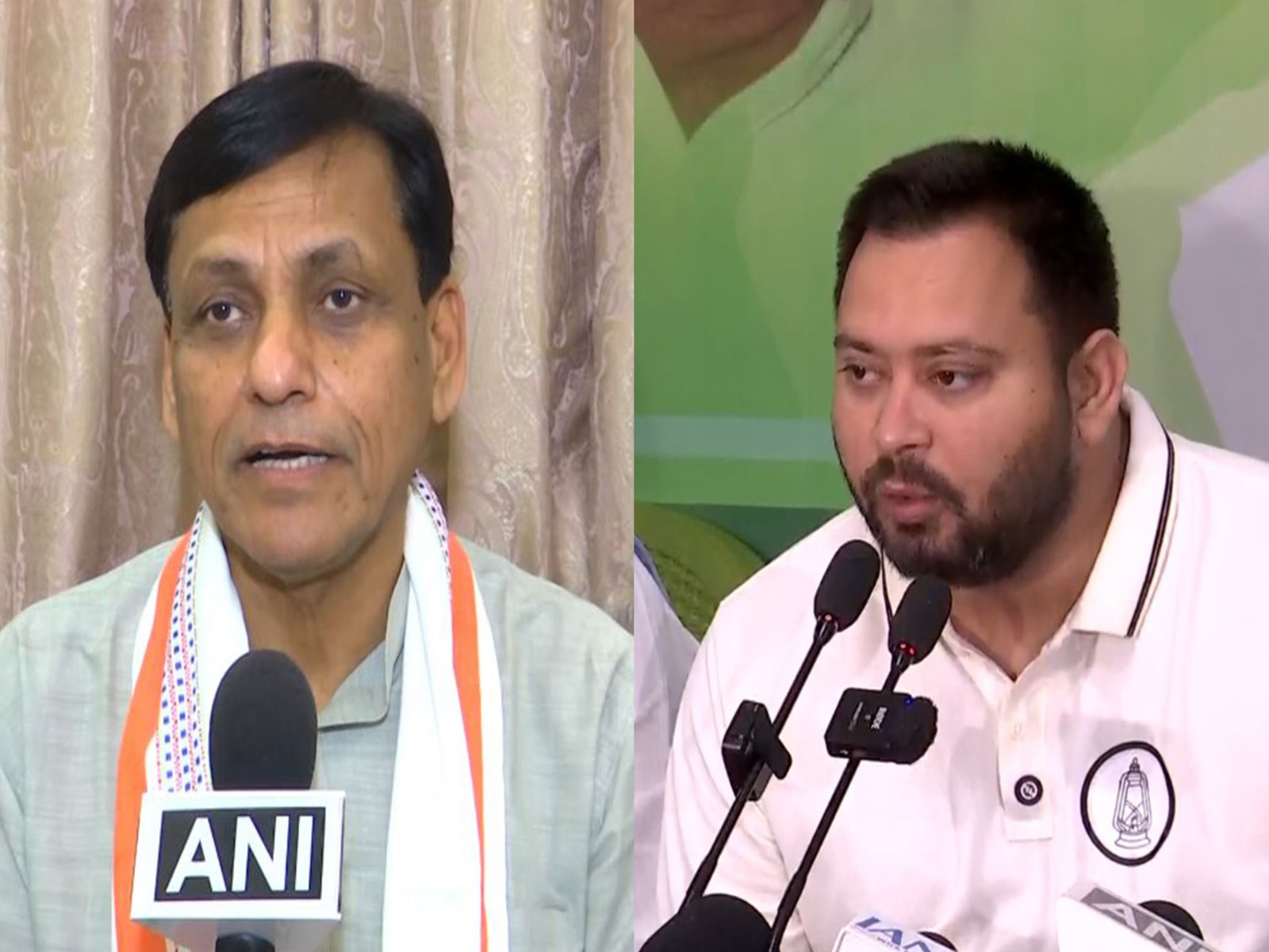 Union Minister Nityanand Rai and Mahagathbandhan CM face Tejashwi Yadav (Photo/ANI)