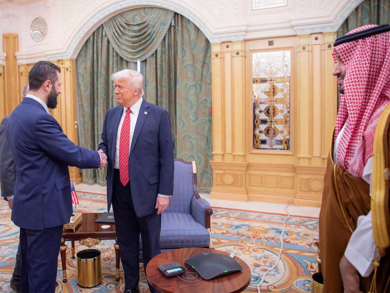 US President Donald Trump meets Syrian President Ahmed al-Sharaa in Riyadh on May 14. (File Photo/Reuters)