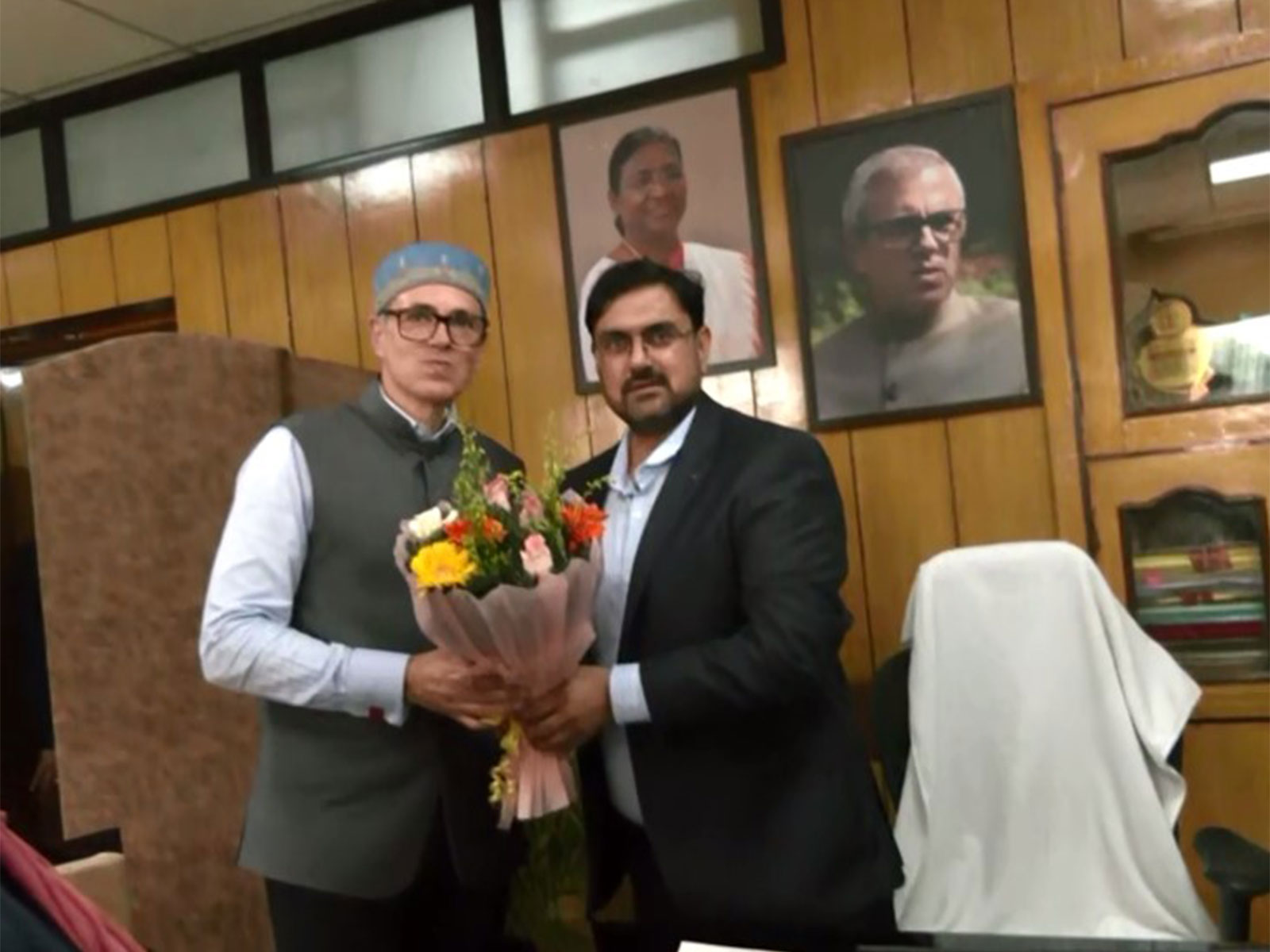 Jammu and Kashmir CM Omar Abdullah at secretariat in Jammu (Photo: ANI)