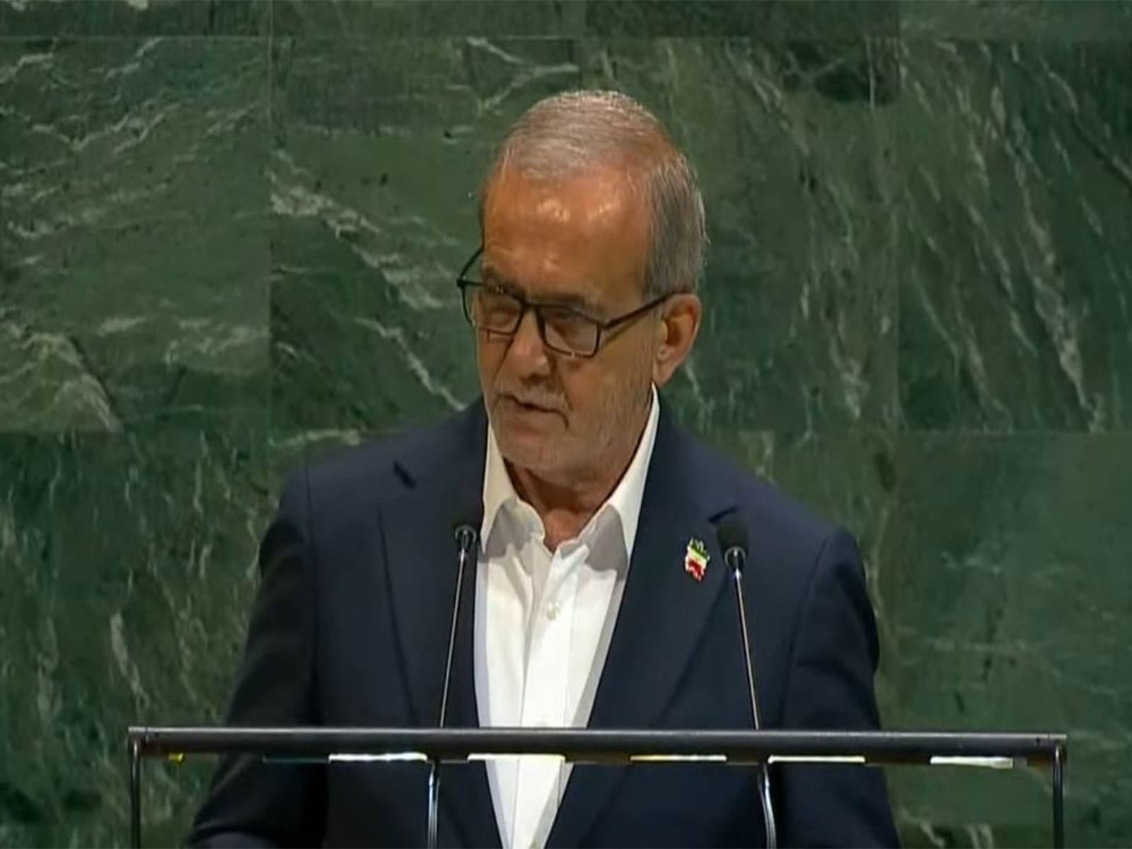 A file photo of Iran President Masoud Pezeshkian (Photo credit/UNGA 2025)