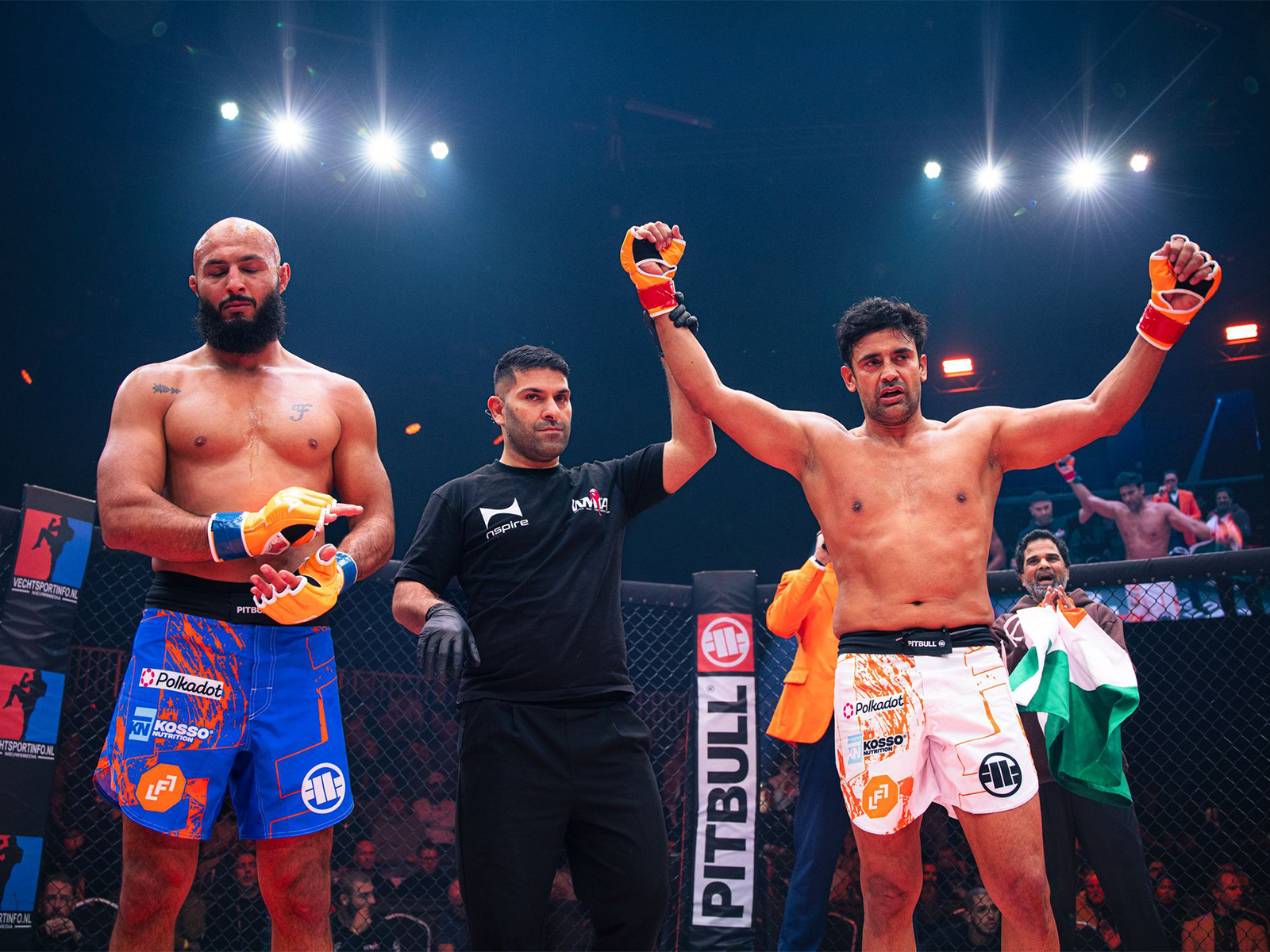 MMA fighters Hakim Trabelsi (L) and Sangram Singh (R). (Photo: LFL)