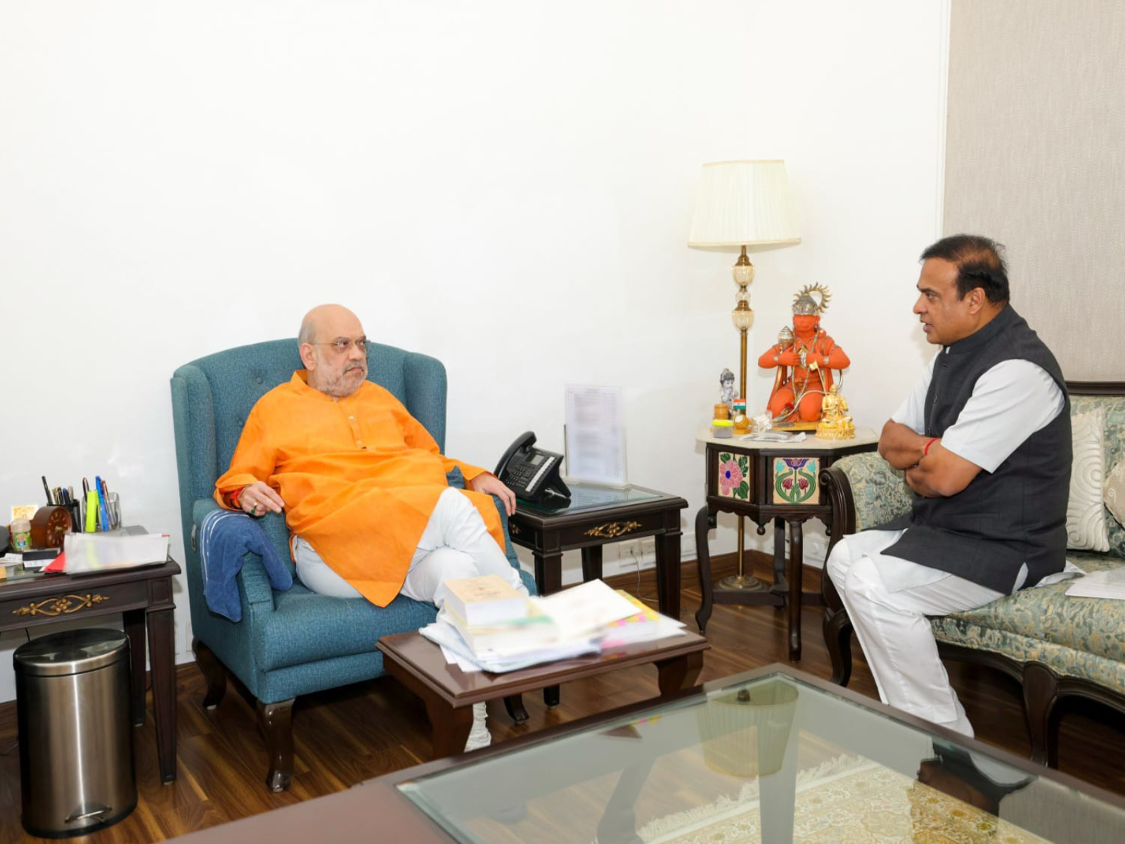 Assam CM Himanta Biswa Sarma briefs Union Home Minister Amit Shah on state’s welfare initiatives (Photo/ANI)
