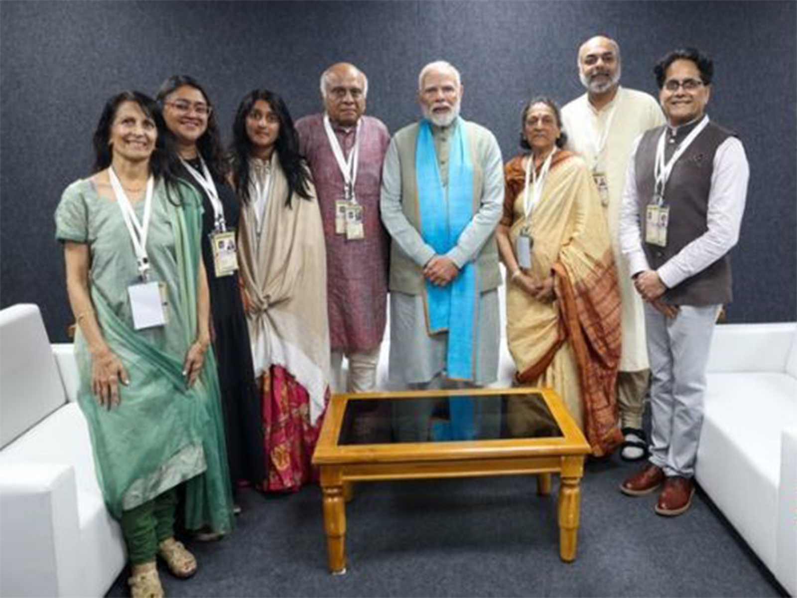 PM Modi with family members of Sardar Vallabhbhai Patel. (Photo/ANI)