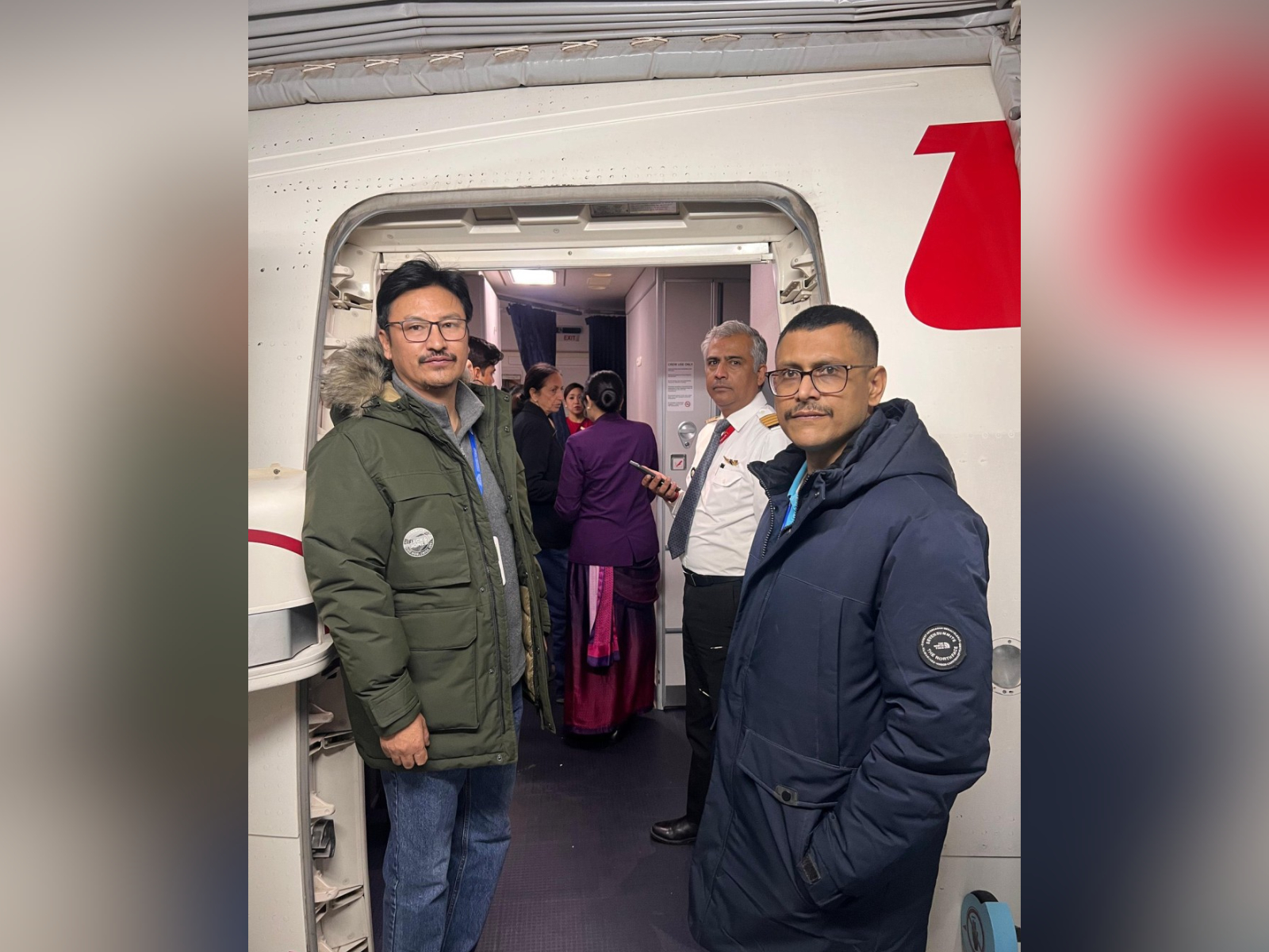 Officials at Ulaanbaatar International Airport after an Air India flight made a precautionary landing in Mongolia. (Image: X/@IndiainMongolia)