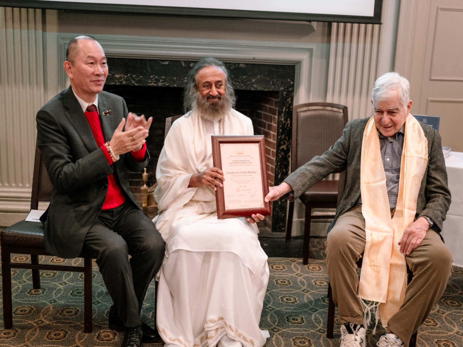Gurudev Sri Sri Ravi Shankar honored with 2025 World Leader for Peace and Security Award by Boston Global Forum (Image source: Art of Living)