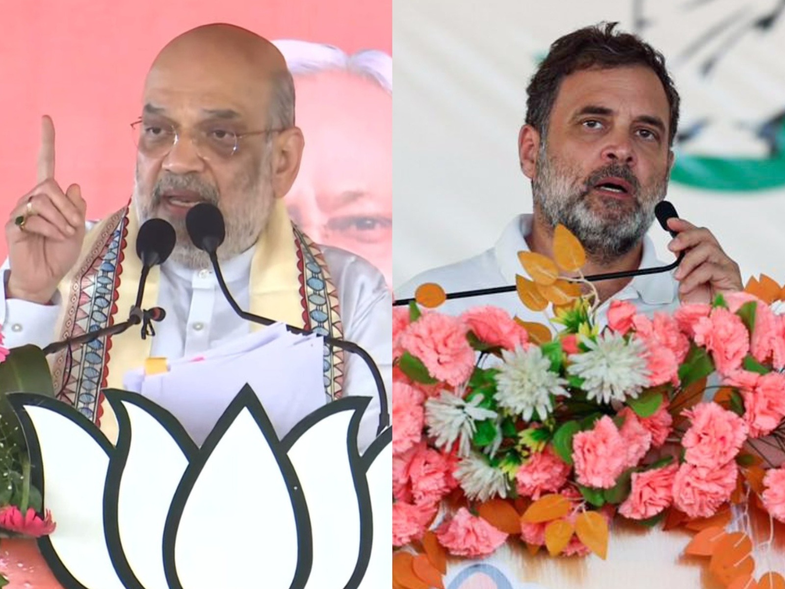 Union Home Minister Amit Shah and Congress leader Rahul Gandhi (Photo/ANI)