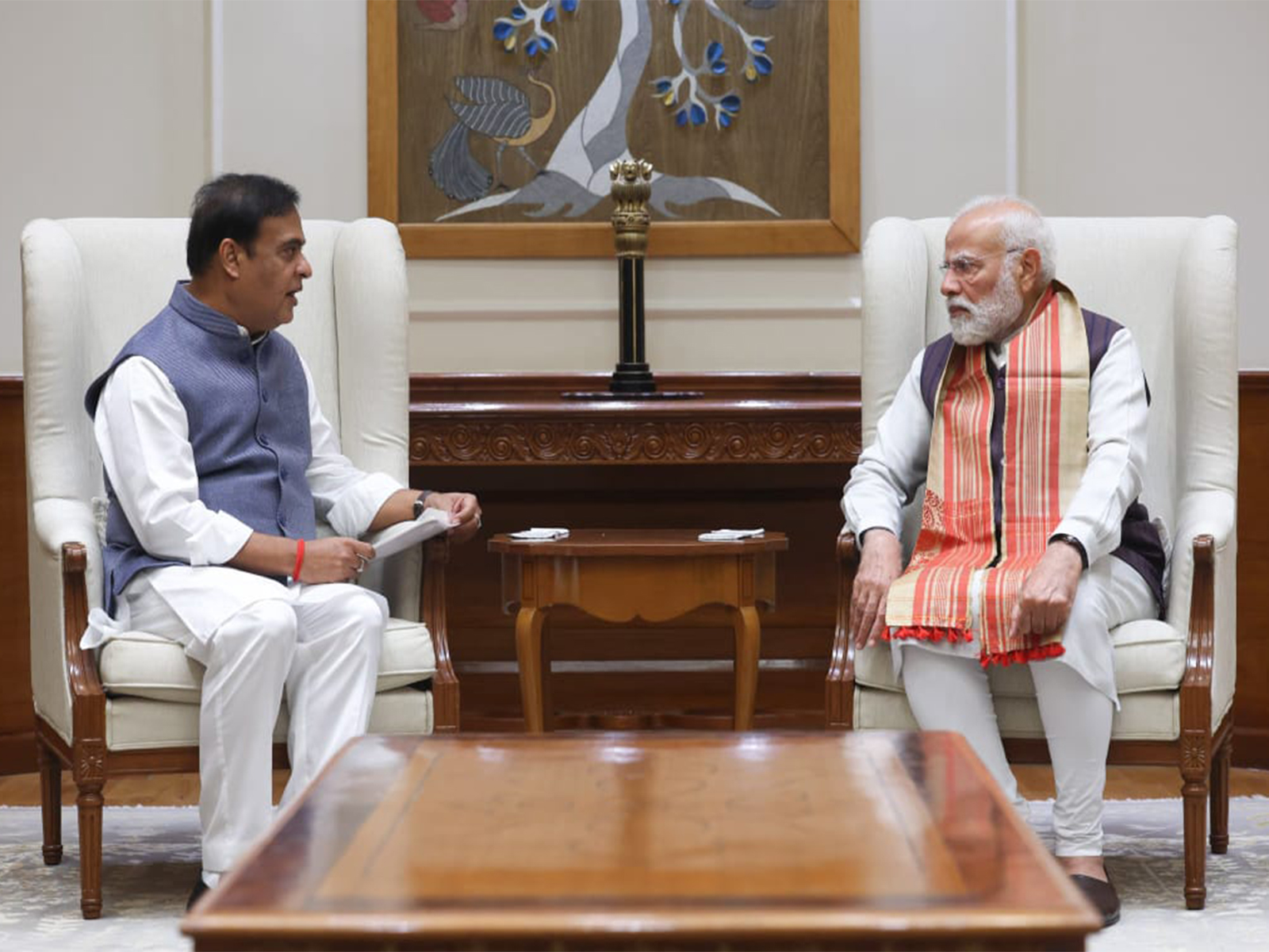 Assam CM Himanta Sarma meets Prime Minister Narendra Modi in Delhi. (Photo/@himantabiswa)