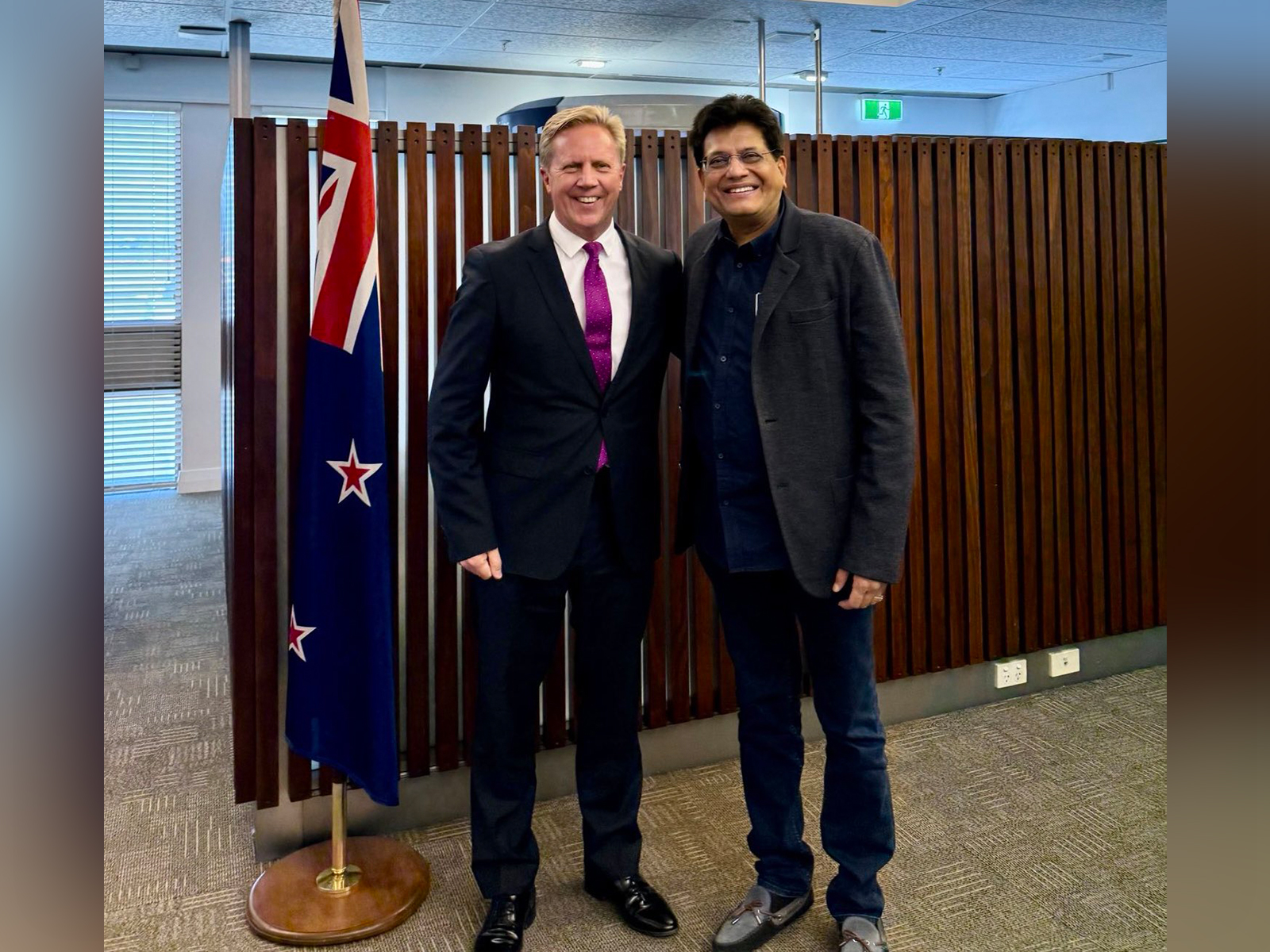 Piyush Goyal welcomed by New Zealand Trade Minister (Photo- X@piyushgoyal) 