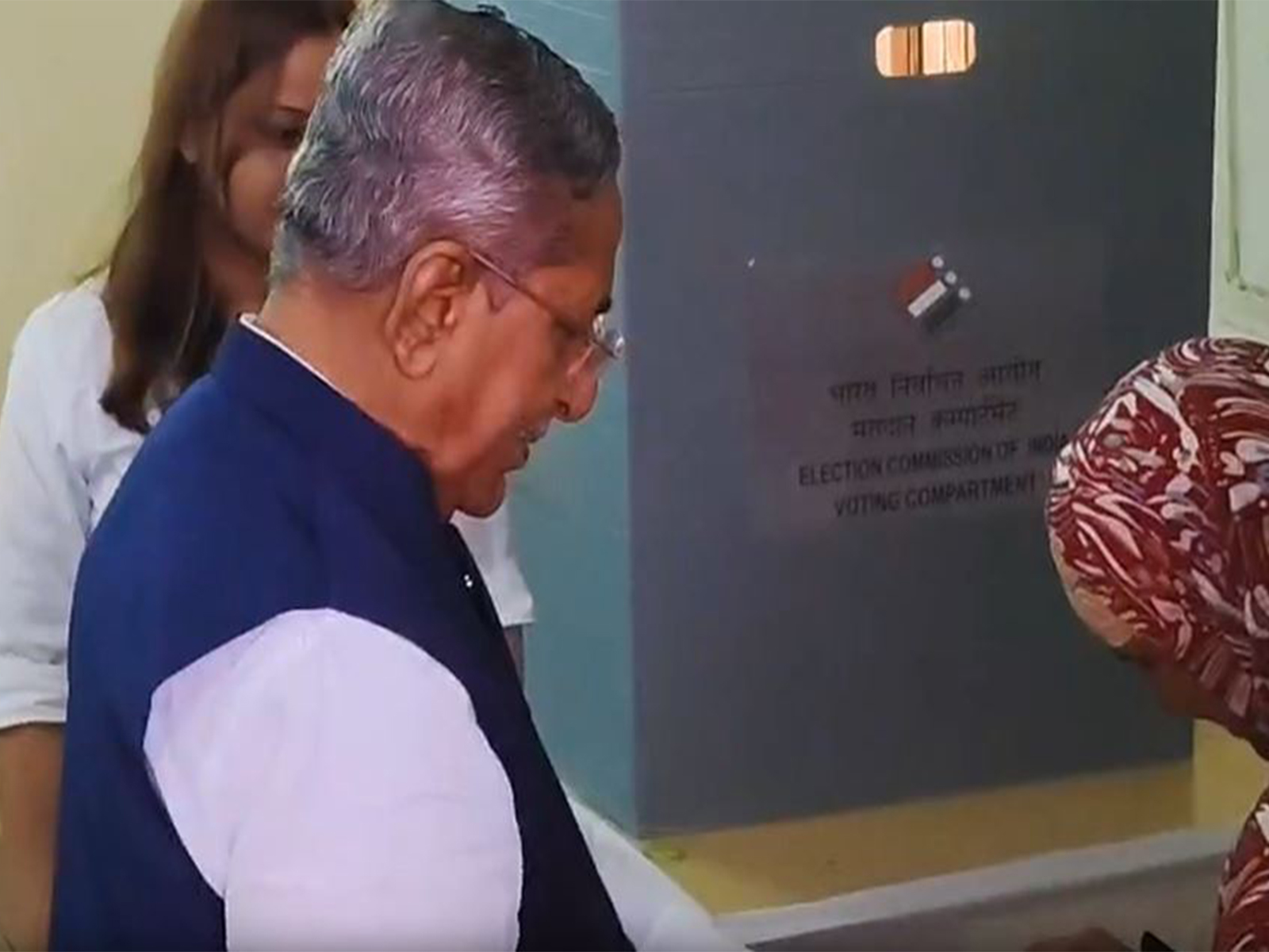 Bihar Assembly speaker Nand Kishore Yadav cast his vote (Photo/ANI)