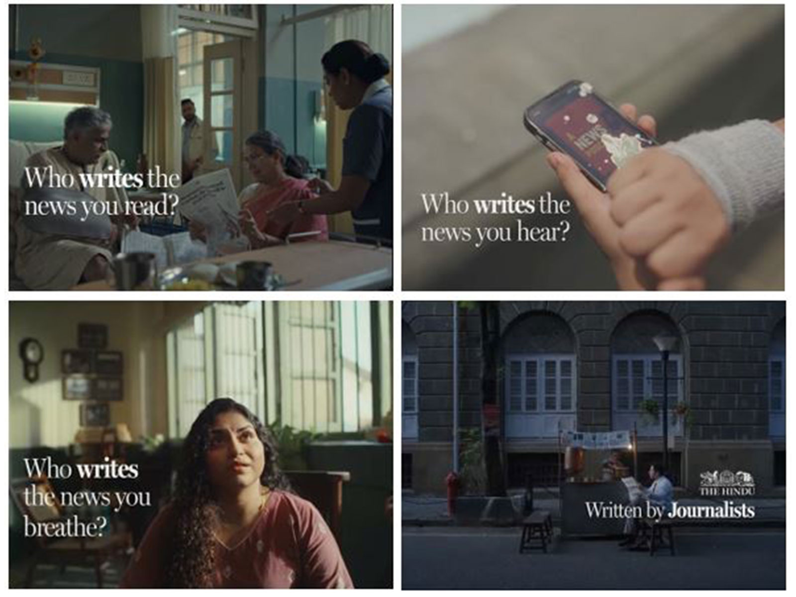 The campaign unfolds through four bold ad films asking, “Who writes the news you read, hear, and breathe?”. Click on the links below to watch the ads