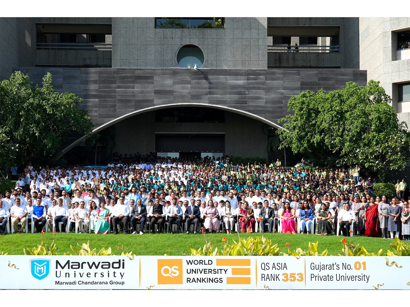 Marwadi University, with its students and staff, celebrates a historic QS Asia debut at Rank 353 — Gujarat’s No. 1 Private University