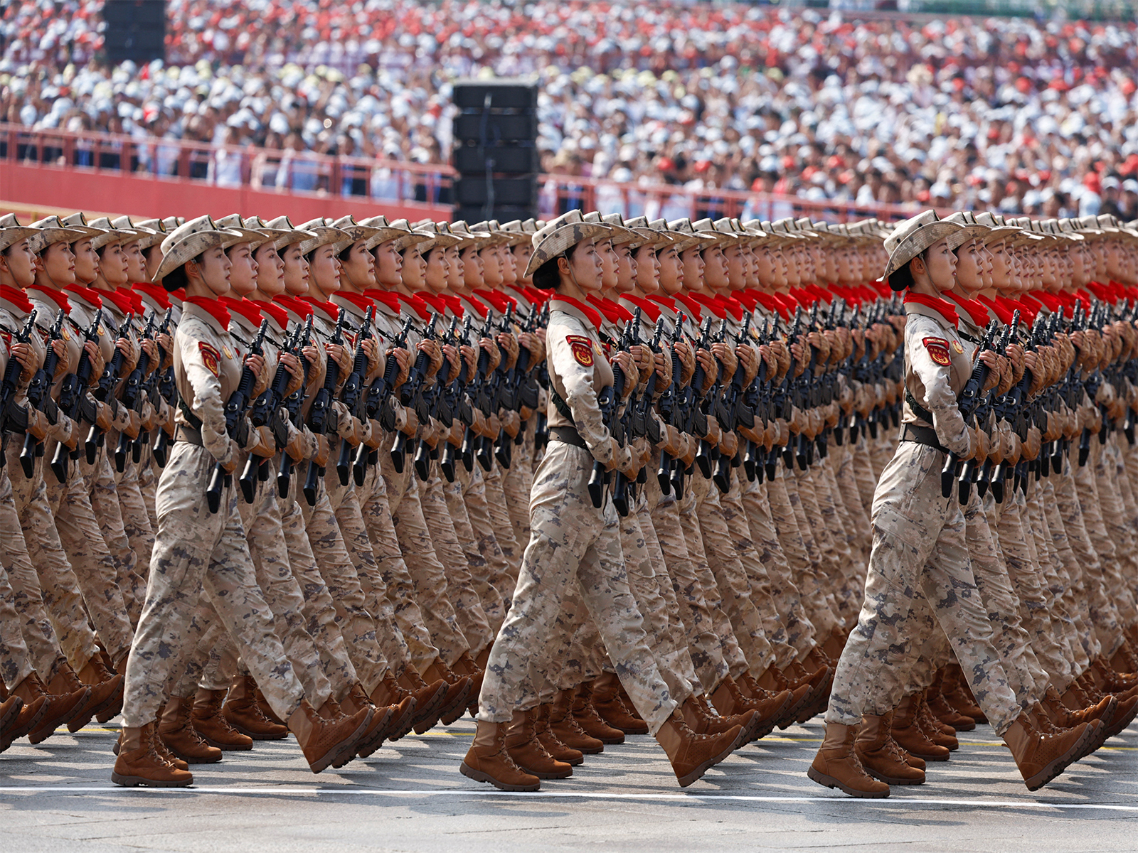 Chinese militia members march during a military parade in Beijing on September 3. (Photo/Reuters) Chinese militia members march during a military parade in Beijing on September 3. (Photo/Reuters)