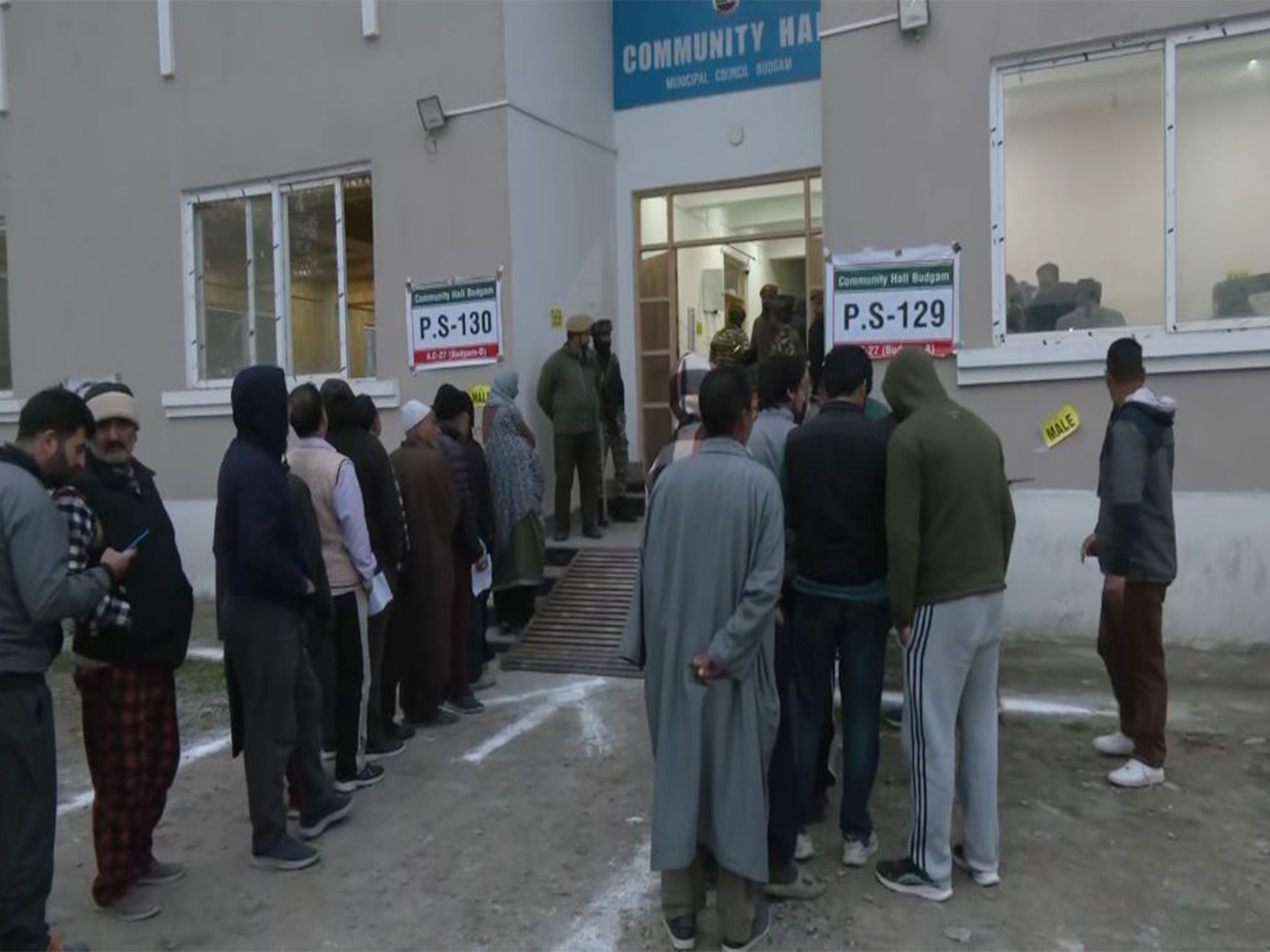 Visuals from a polling booth in Budgam in Jammu and Kashmir (Photo/ANI)