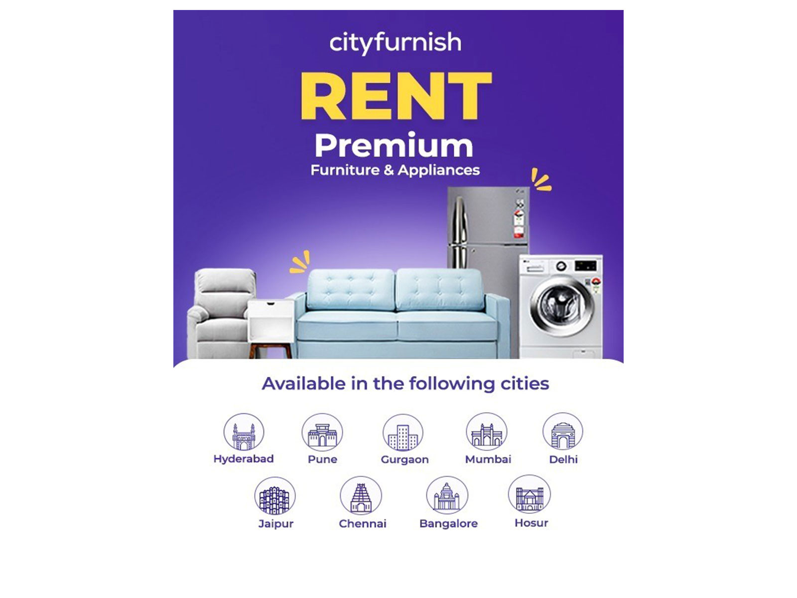 Cityfurnish, India’s Top Furniture & Appliance Rental Brand, Announces Expansion into Hosur, Chennai, and Jaipur