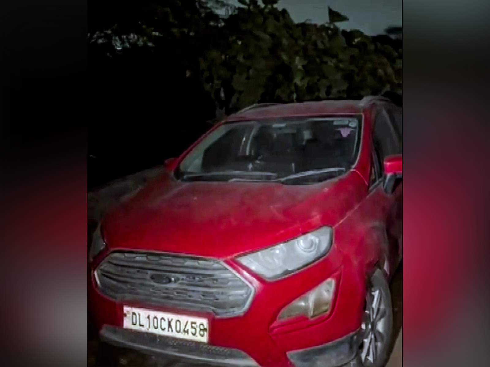 A view of red EcoSport, suspected to be linked to prime accused, Dr Umar in Delhi blast case. (Photo/ANI)