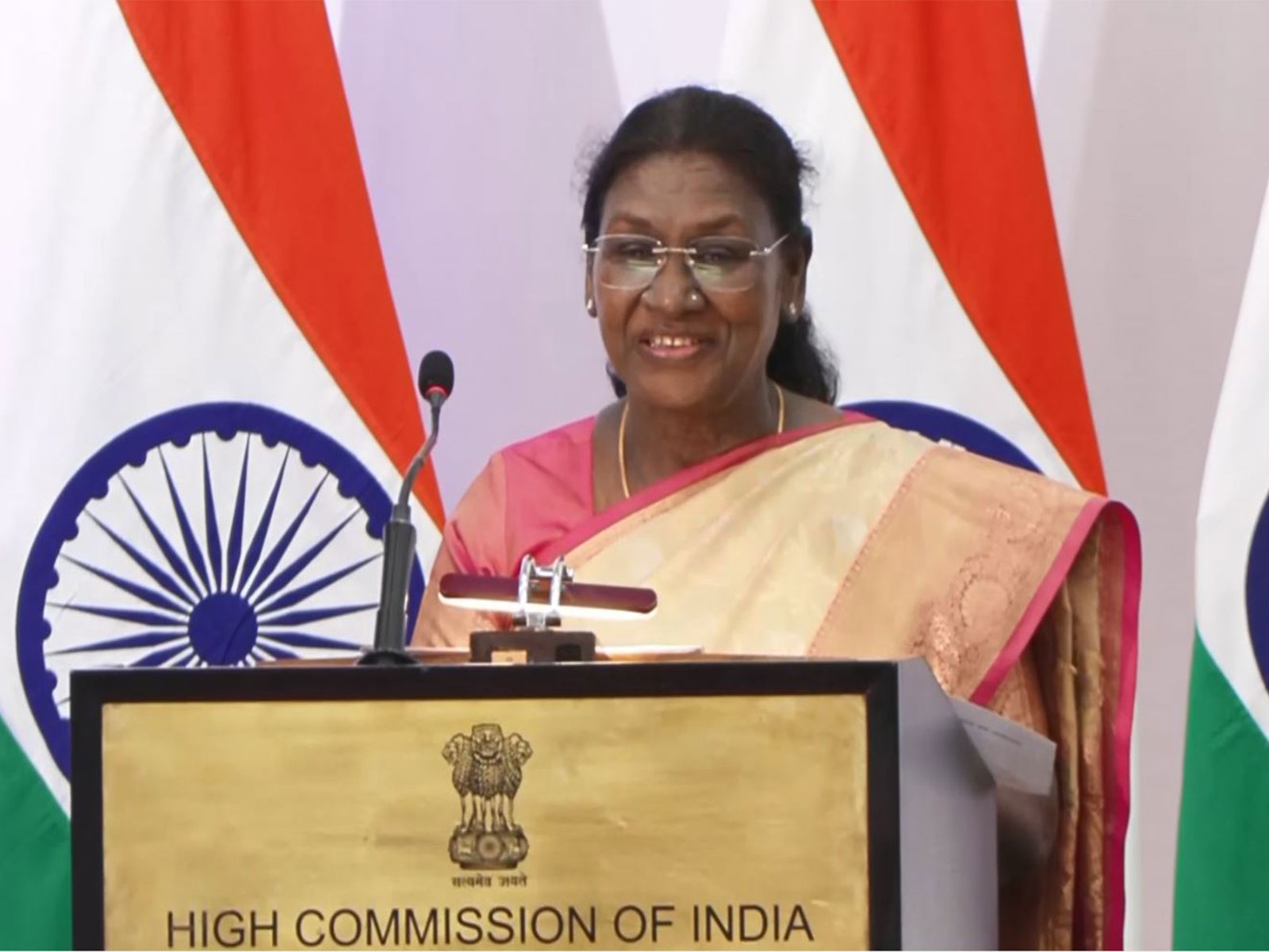 President Droupadi Murmu addresses the Indian community in Gaborone during her state visit to Botswana (Photo/ANI)