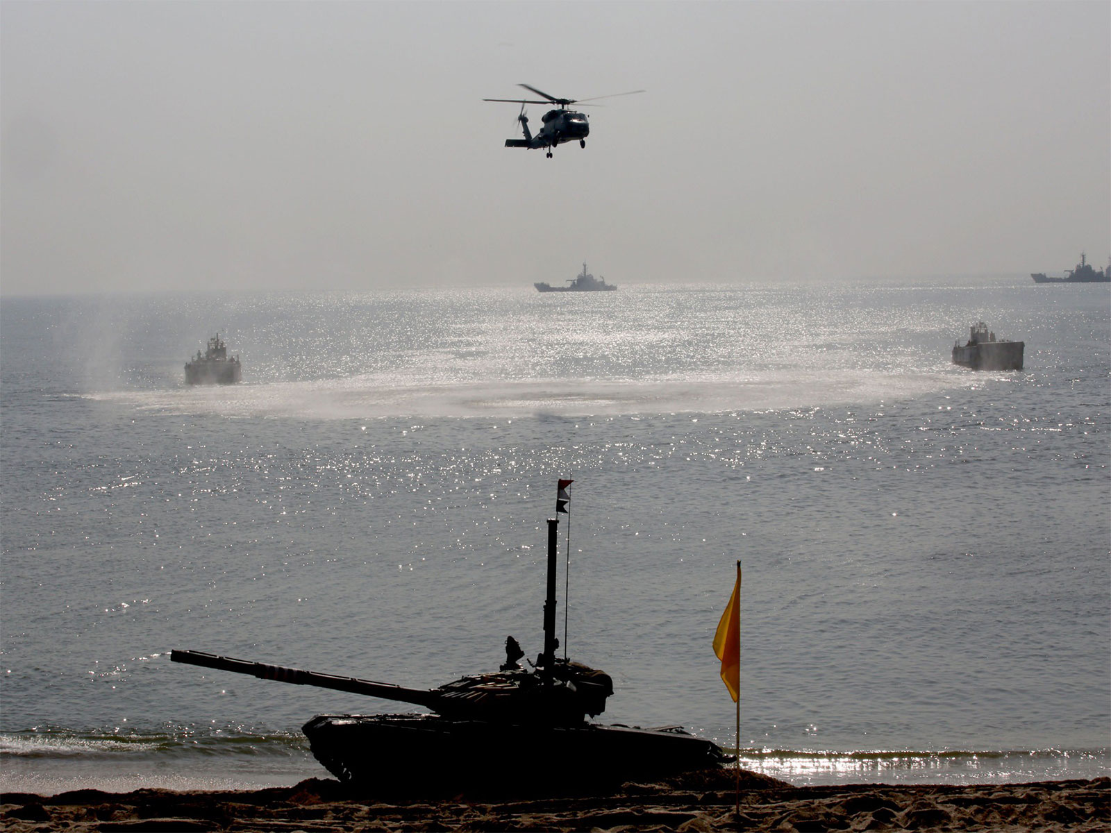 Exercise Trishul at Madhavpur Beach (Photo: @SpokespersonMoD/X)