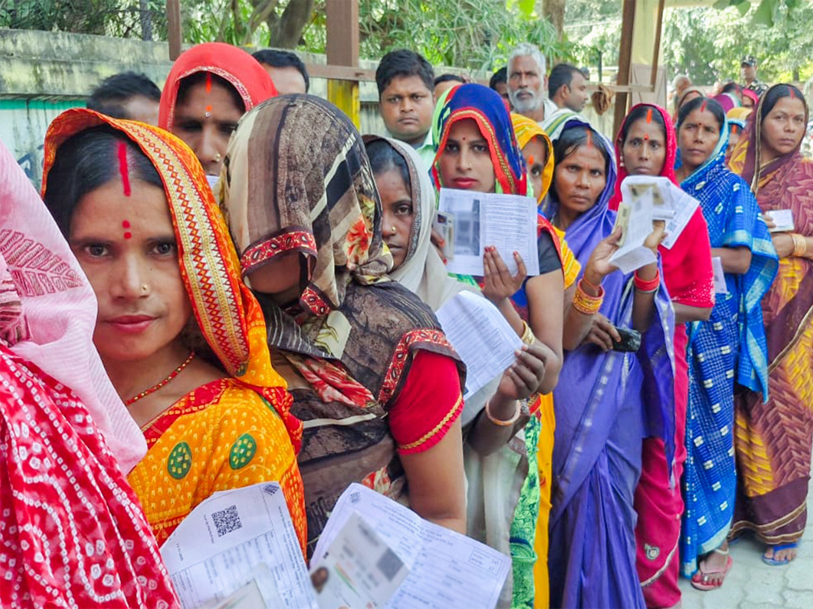 Women voters waiting in queue to cast their vote in Bihar elections (File Photo/ANI)
