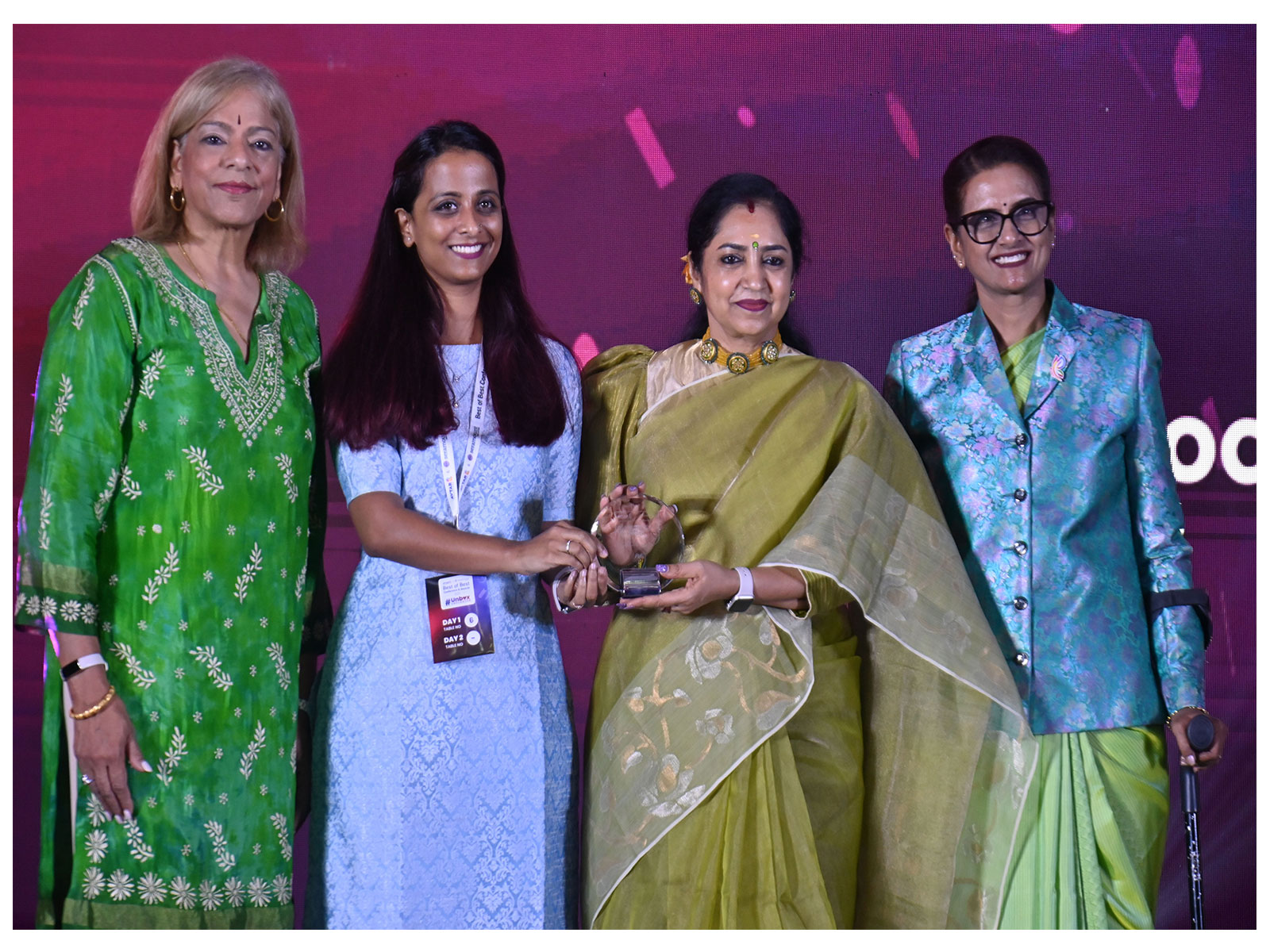 L-R: Subha Barry, President, Seramount; Pooja, Director – HR, P&G; Dr Tamizhachi Thangapandian, MP; Dr Saundarya Rajesh, Founder – President, Avtar Group