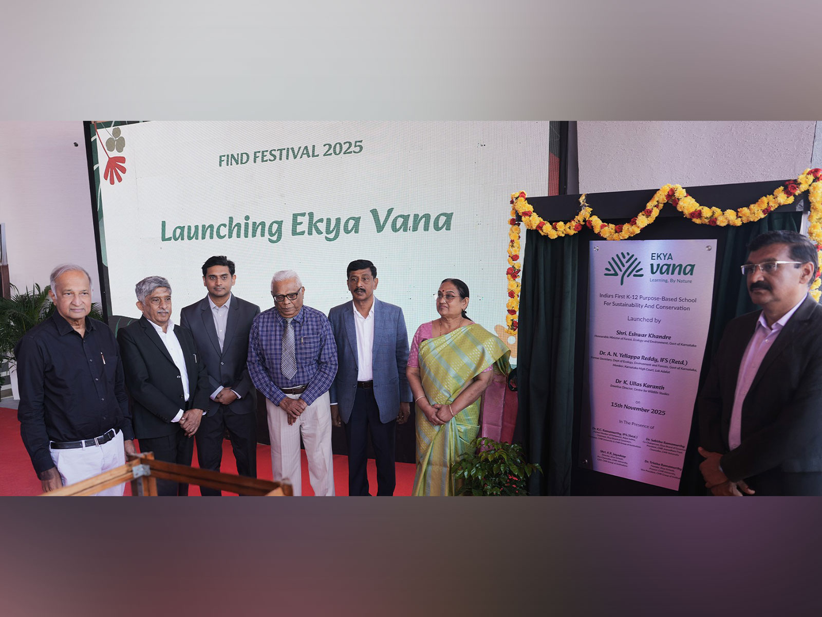 Dignitaries unveil Ekya Vana, India’s first purpose-based K–12 school for sustainability and conservation, at the FIND Festival 2025