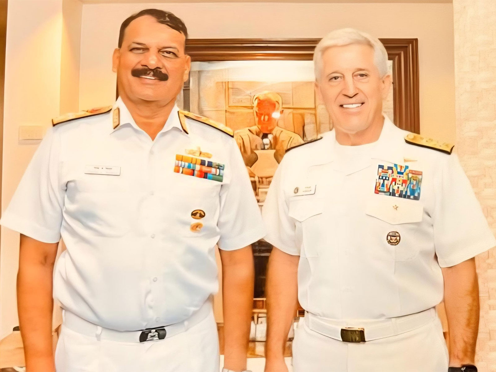 Chief of Naval Staff Admiral Dinesh K Tripathi, with Admiral Stephen T Koehler, Commander US Pacific fleet (Photo/ X@indiannavy)