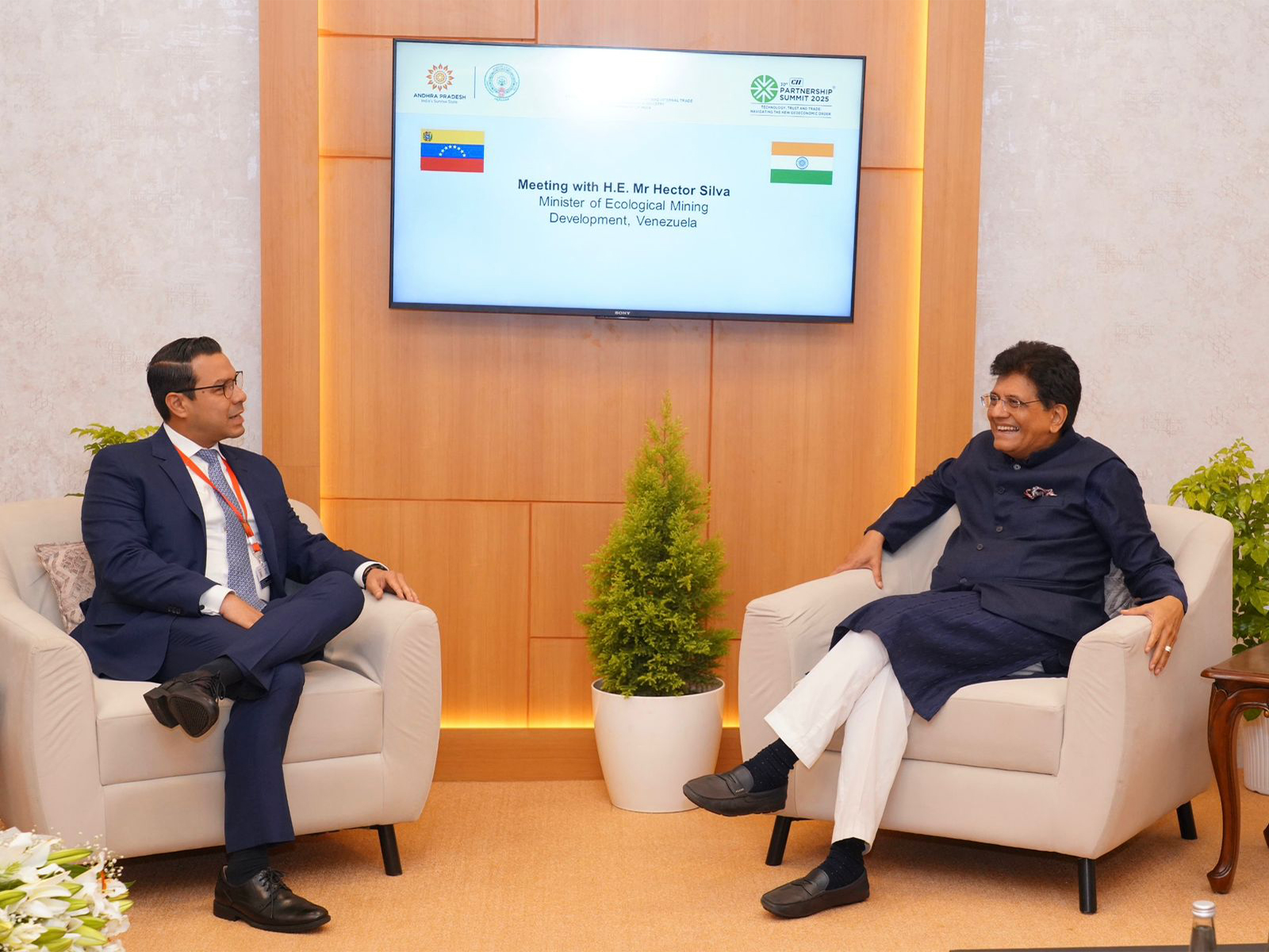 Venezuela Minister Hector Silva with Union Minister Piyush Goyal (Image: X/Piyush Goyal)