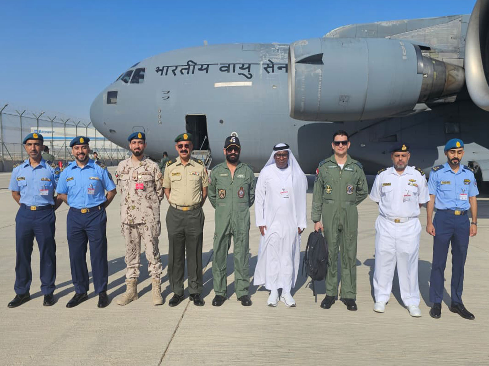 IAF contingent comprising of Suryakiran Aerobatic Team and Tejas fighters at Al Maktoum Airbase, Dubai (Photo/ X@IAF_MCC)