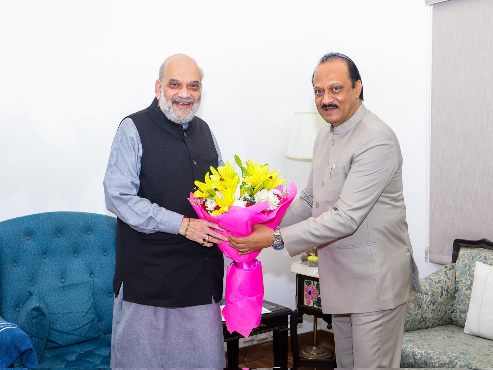 NCP chief Ajit Pawar congratulates Amit Shah on NDA's victory in Bihar