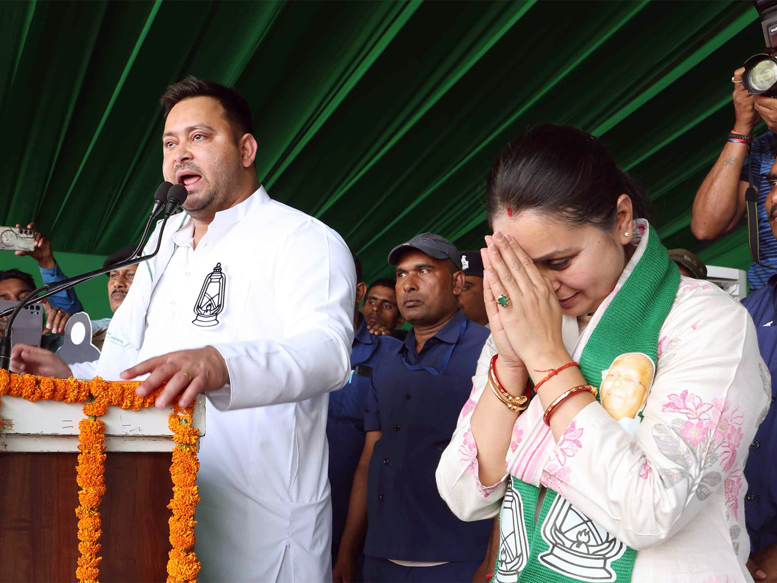 RJD leader Tejashwi Yadav and Rohini Acharya (Photo/ANI)