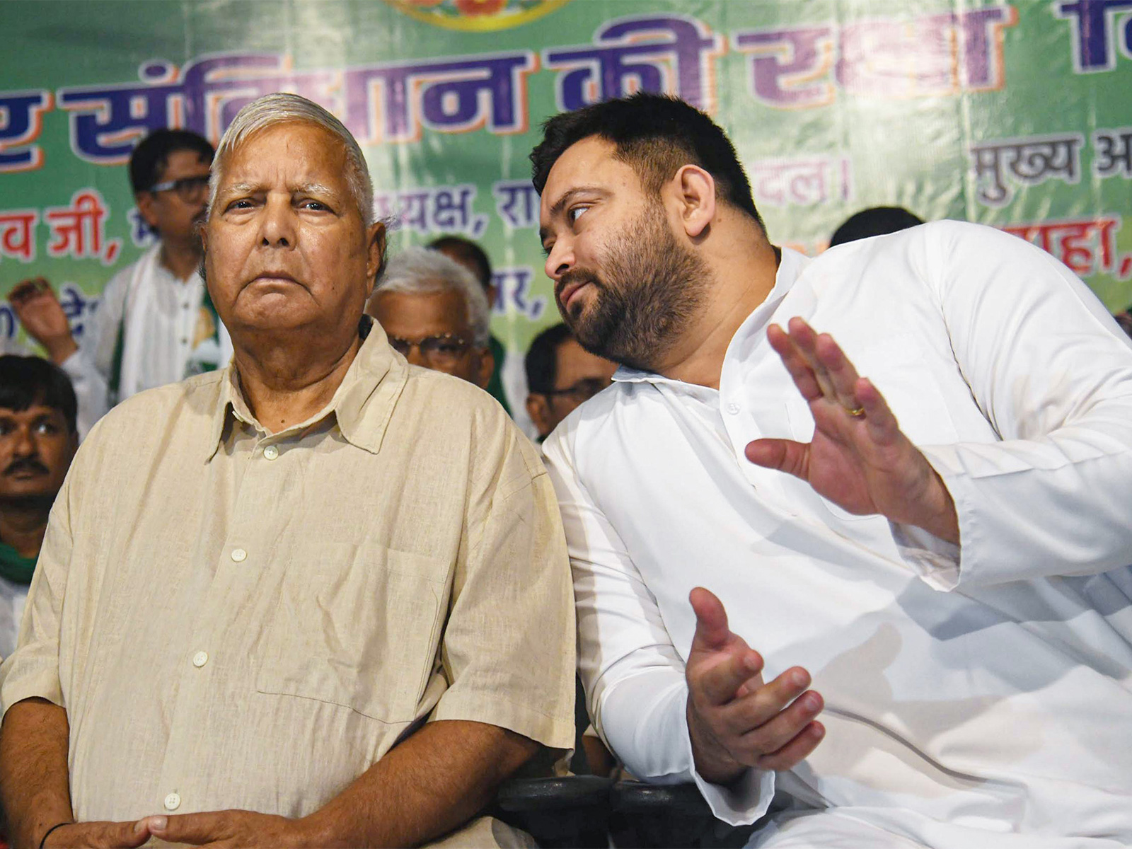 Lalu Prasad Yadav with Tejashwi Yadav (File Photo/ANI)